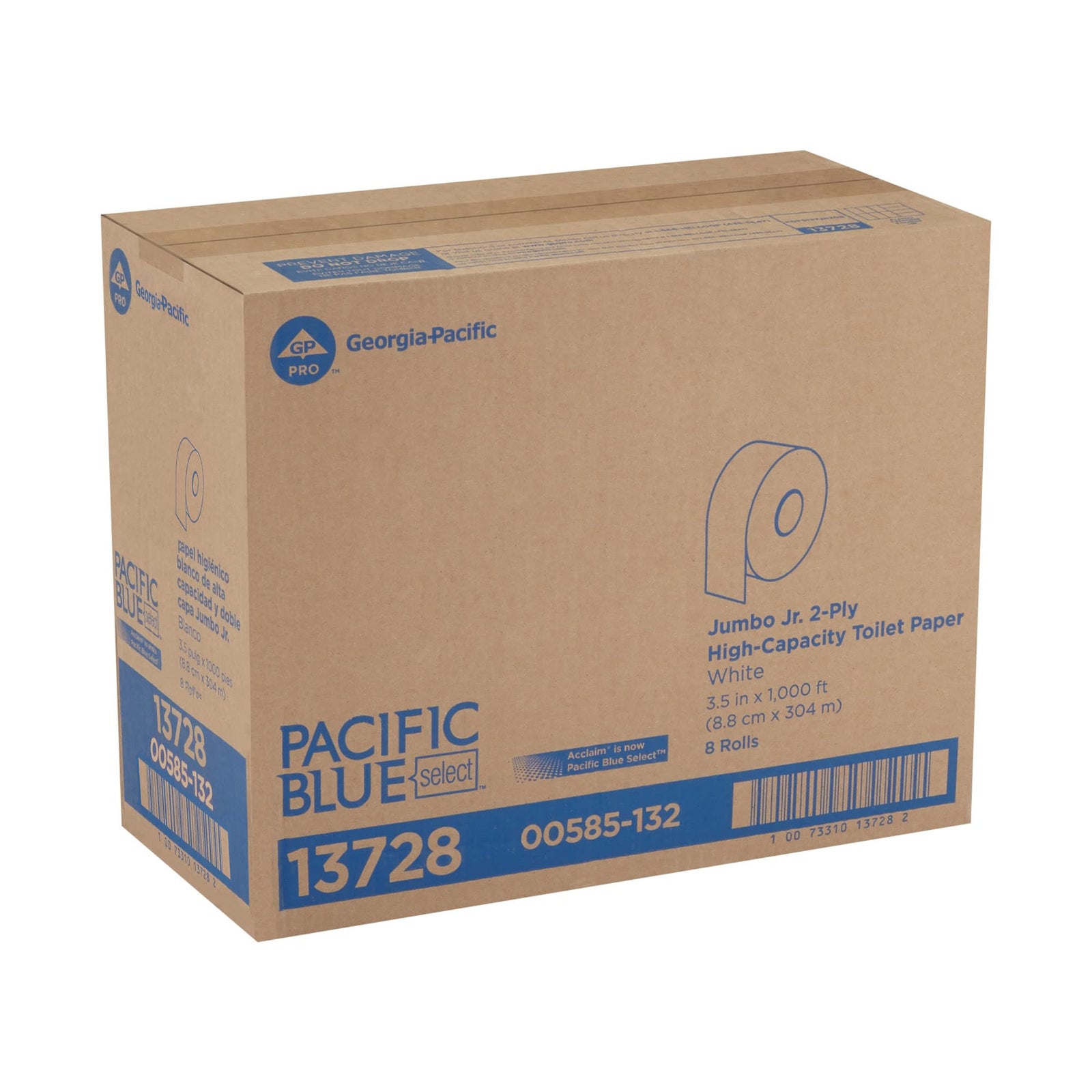 Pacific Blue Select 2-Ply Jumbo Jr. 9" Toilet Paper by GP PRO (Georgia-Pacific), 13728, 1,000 Linear Feet Per Roll, 8 Rolls Per Case