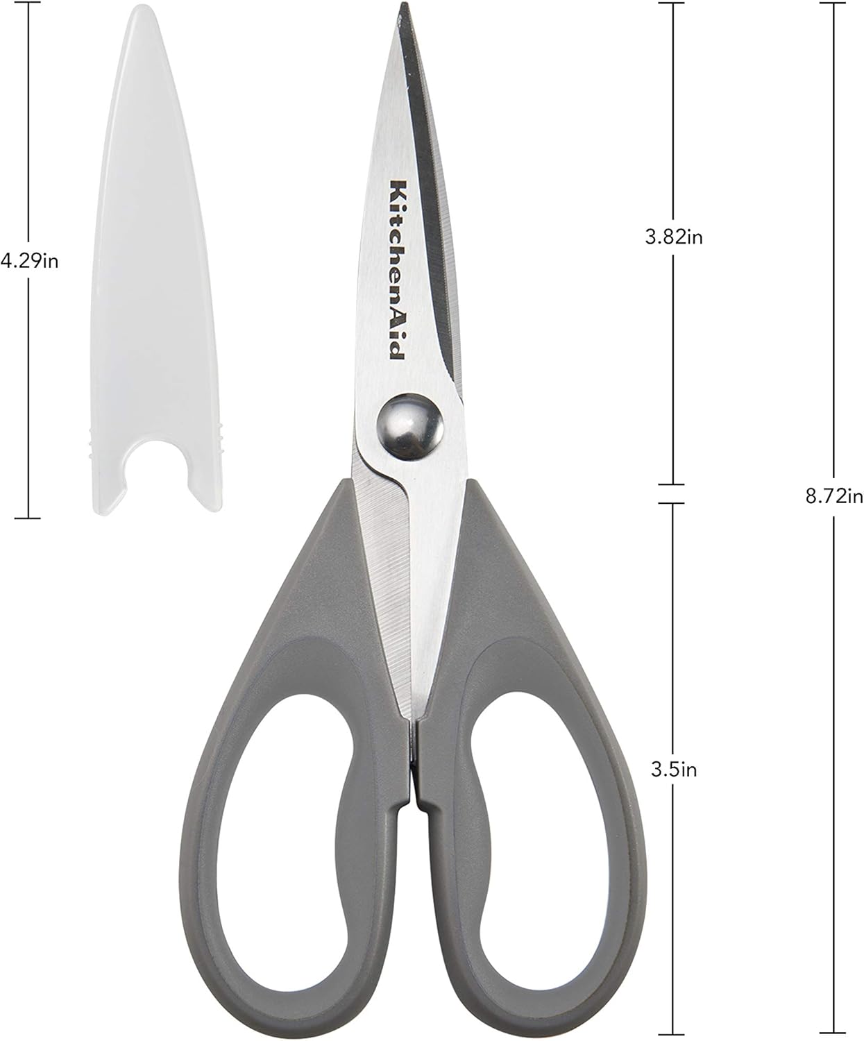 KitchenAid All Purpose Kitchen Shears with Protective Sheath Durable Stainless Steel Scissors, Dishwasher Safe, Soft Grip Comfort Handle, 8.72 Inch, Aqua Sky