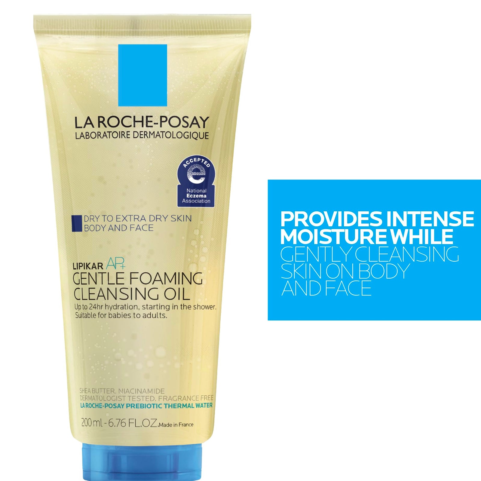 La Roche-Posay Lipikar AP+ Gentle Foaming Cleansing Oil, Gentle Oil Cleanser for Face and Body Formulated with Niacinamide, Long-Lasting 24-hour Hydration, Fragrance-Free & Soap Free