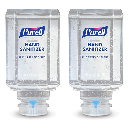 Purell Advanced Hand Sanitizer Gel ES1 Push-Style Hand Sanitizer Dispenser 450 mL Refill Bottle (Pack of 2) - 4450-06-EC2PK