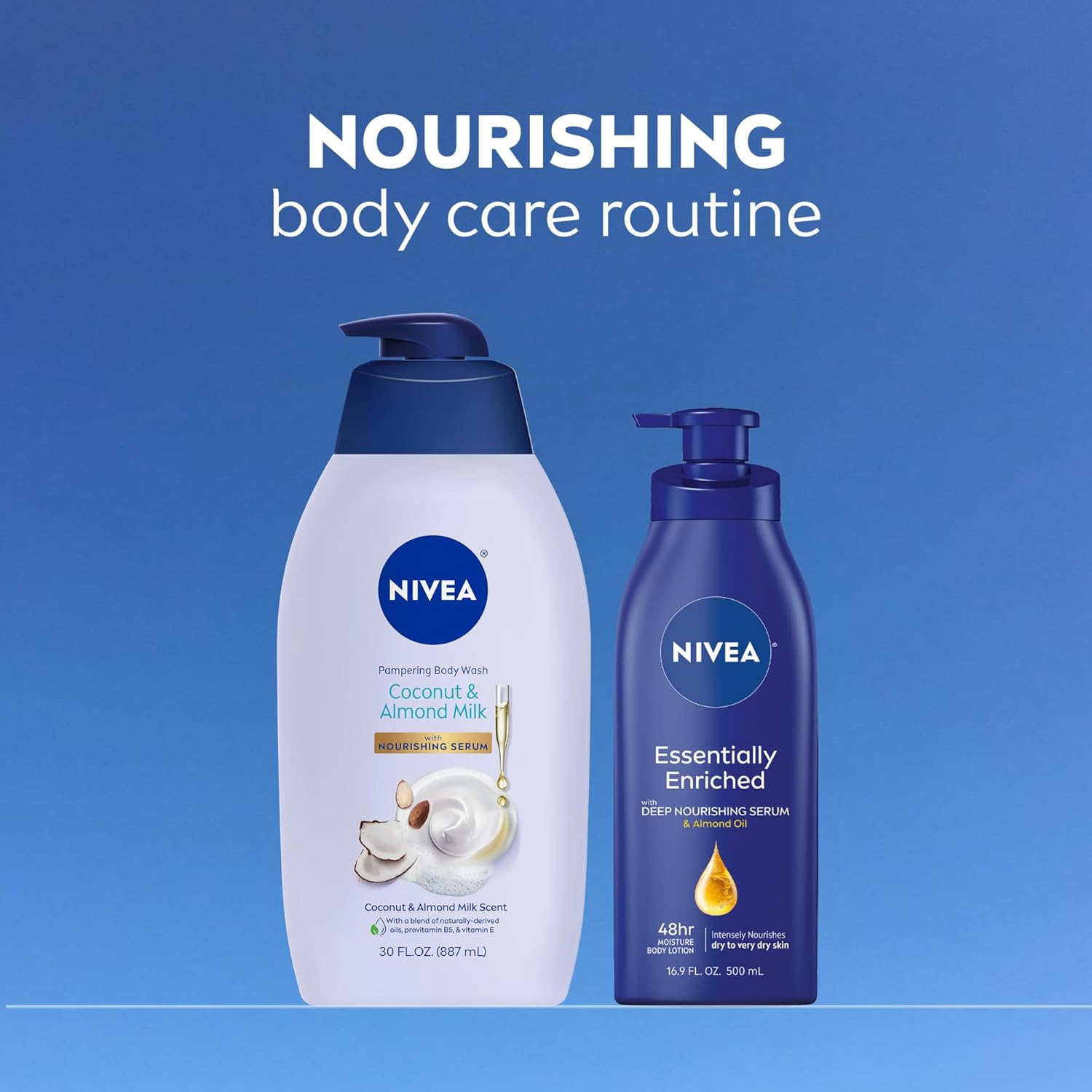 NIVEA Pampering Cocoa and Shea Butter Body Wash with Nourishing Serum, Moisturizing Body Wash for Women, Enriched with Provitamin B5 and Vitamin E, 20 Fl Oz Bottle