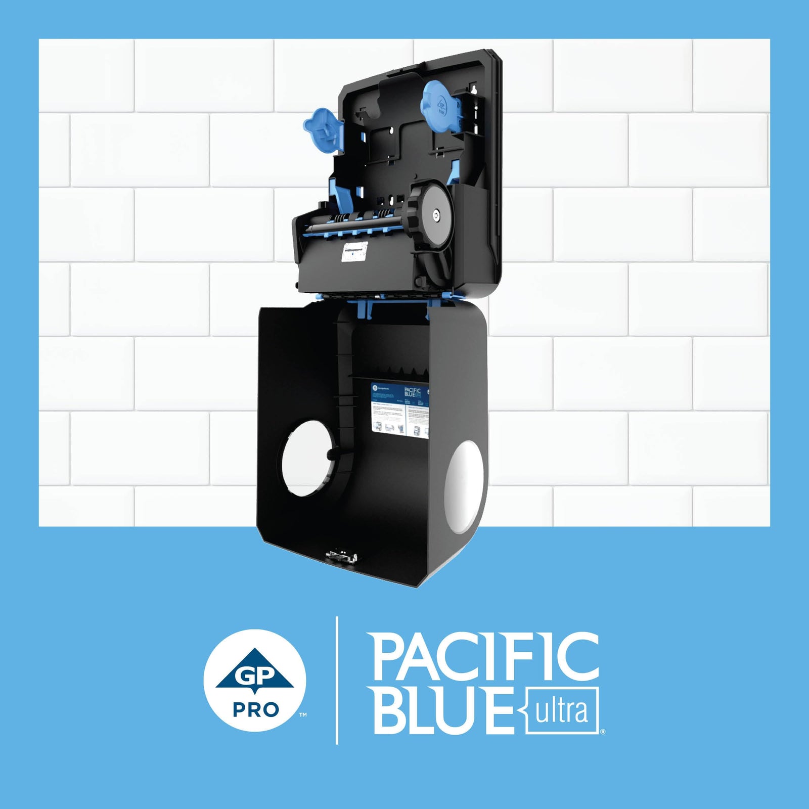 Pacific Blue Ultra 8" High-Capacity Automated Touchless Paper Towel Dispenser by GP PRO (Georgia-Pacific); Black; 59590; 12.9" W x 9" D x 16" H; 1 Dispenser