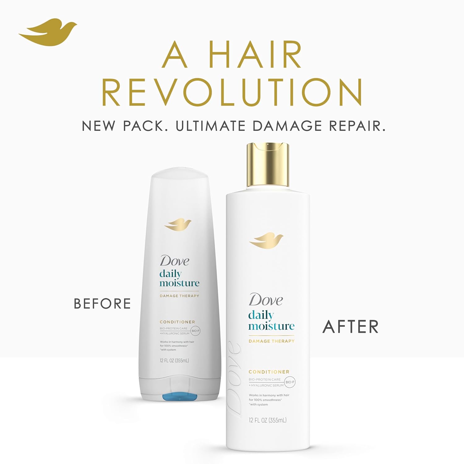 Dove Conditioner Daily Moisture for Dry Hair with Bio-Protein Care Technology and Hyaluronic Serum 28 Fl Oz