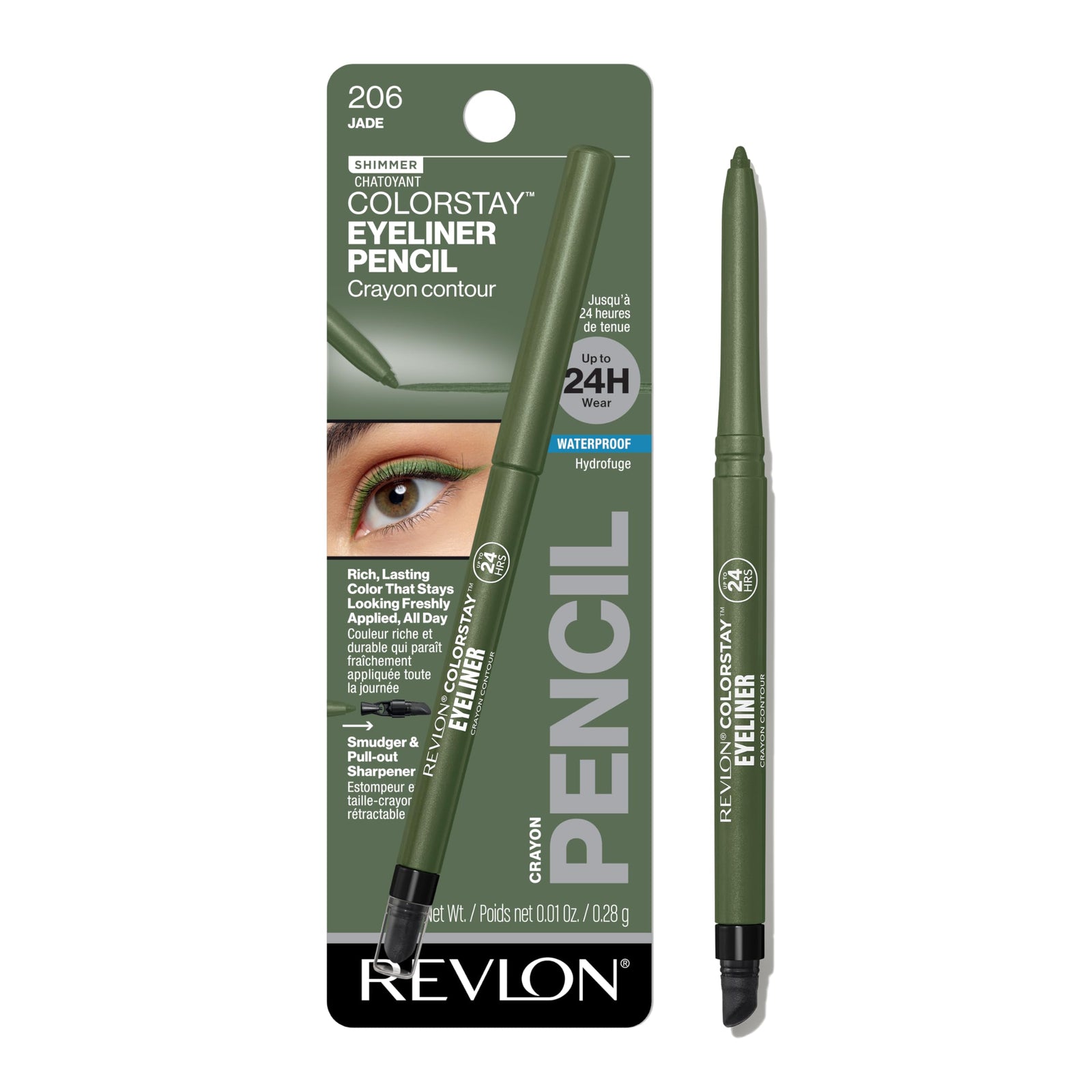 Revlon ColorStay Pencil Waterproof Eyeliner, Smudge-Proof, Eye Makeup with Built-In Sharpener, Stocking Stuffer for Women, 201 Black, 0.01 oz