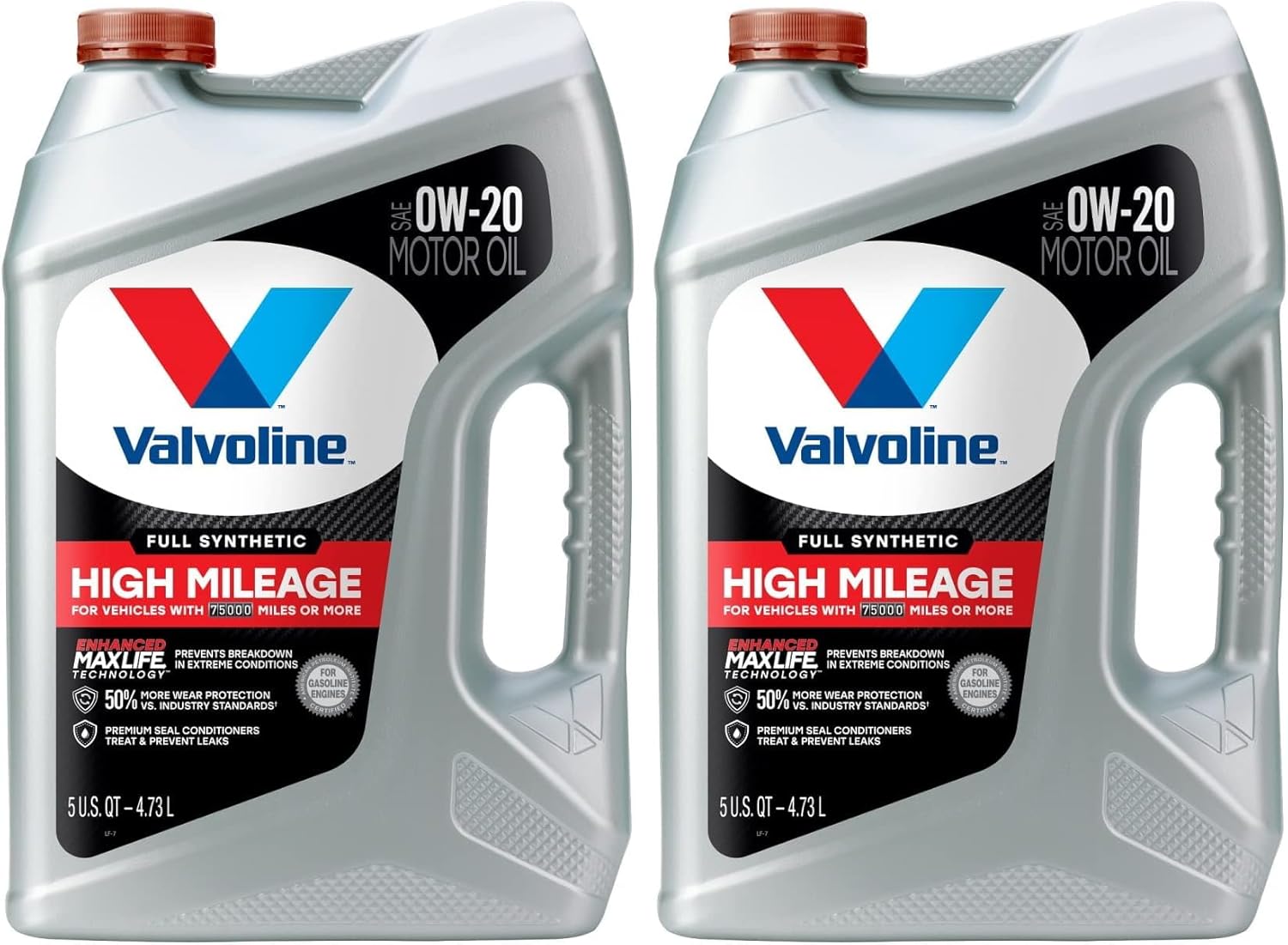 Valvoline Full Synthetic High Mileage with MaxLife Technology SAE 0W-20 Motor Oil 5 QT, Case of 3