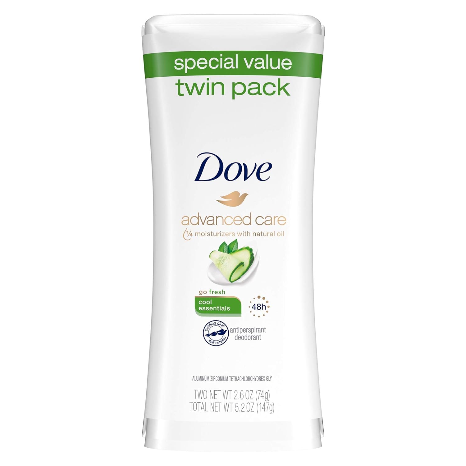 Dove Advanced Care Antiperspirant Deodorant Stick Cool Essentials 4 ct for helping your skin barrier repair after shaving 72 hour odor control and sweat protection with Pro Ceramide Technology 2.6 oz