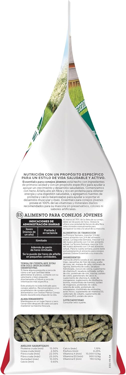 Oxbow Essentials Rabbit Food, Adult Rabbit, Made with Oxbow Timothy Hay, Pet Pellets with Vitamins & Minerals, Small Animal Pet Products, Bunny Supplies, Made in USA, Bunny Food, 5 lb