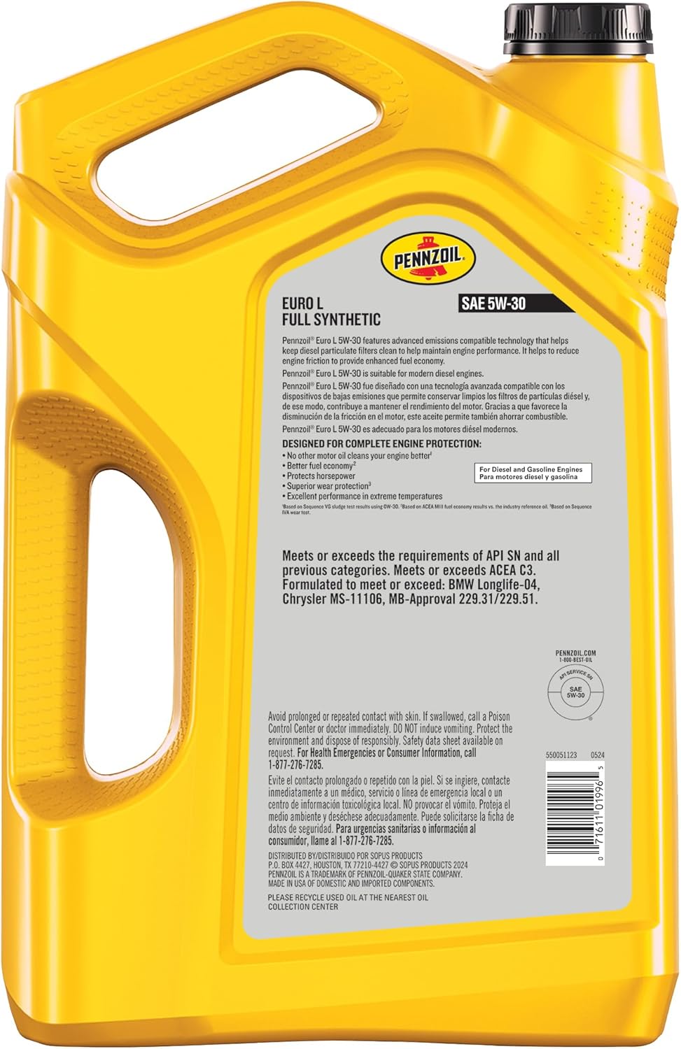 Pennzoil Platinum Euro AV Full Synthetic 5W-30 Motor Oil (1-Quart, Case of 6)
