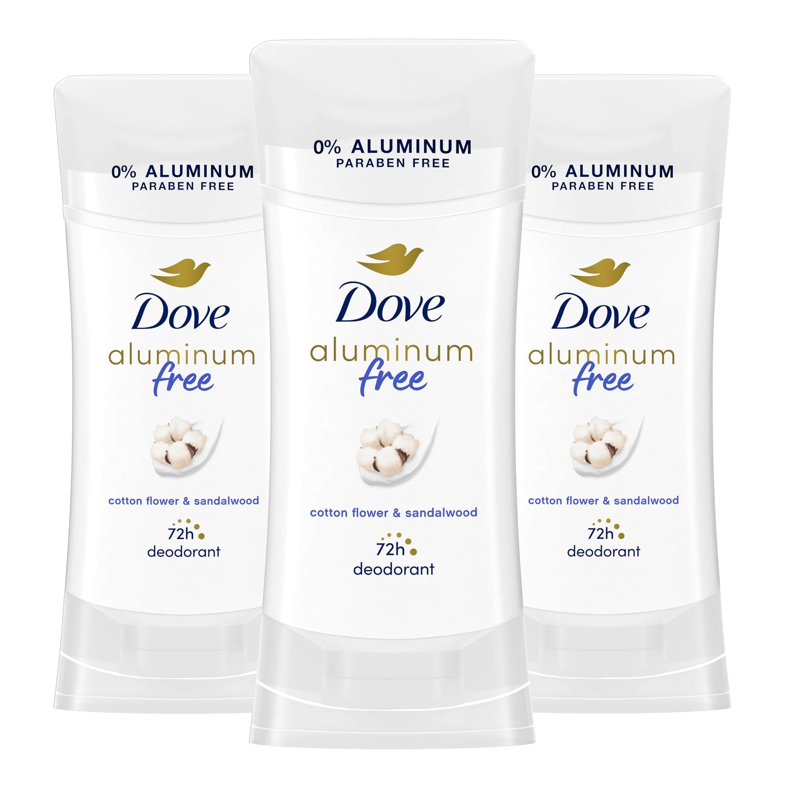 Dove Aluminum Free Deodorant for Women 3 Count Coconut and Pink Jasmine 72 hour odor protection 2.6 oz