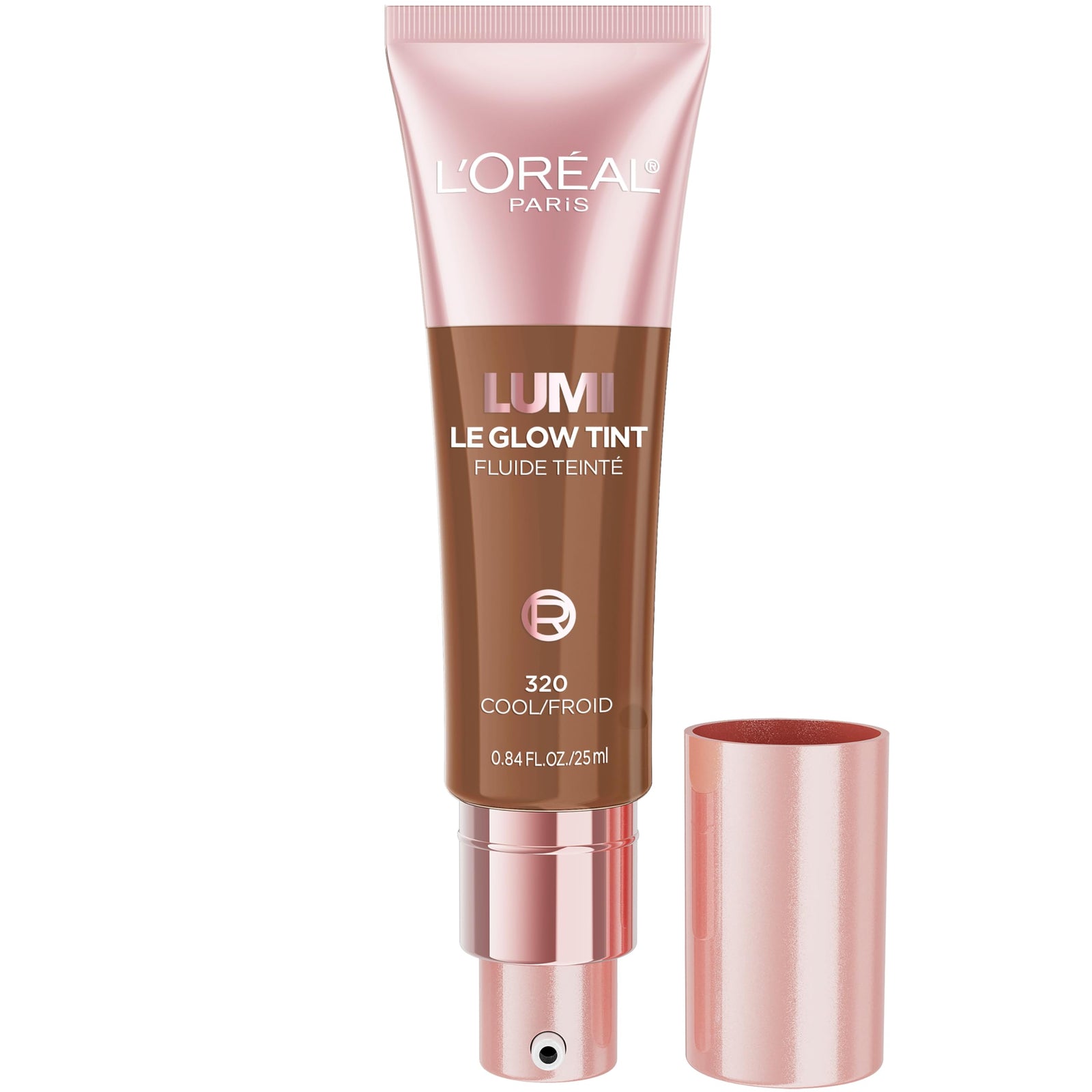L'Oreal Paris Lumi Le Glow Skin Tint, Lightweight Water-Based Tinted Serum with Foundation-Like Coverage, Glow Illuminator, Warm 220, 0.85 Fl Oz