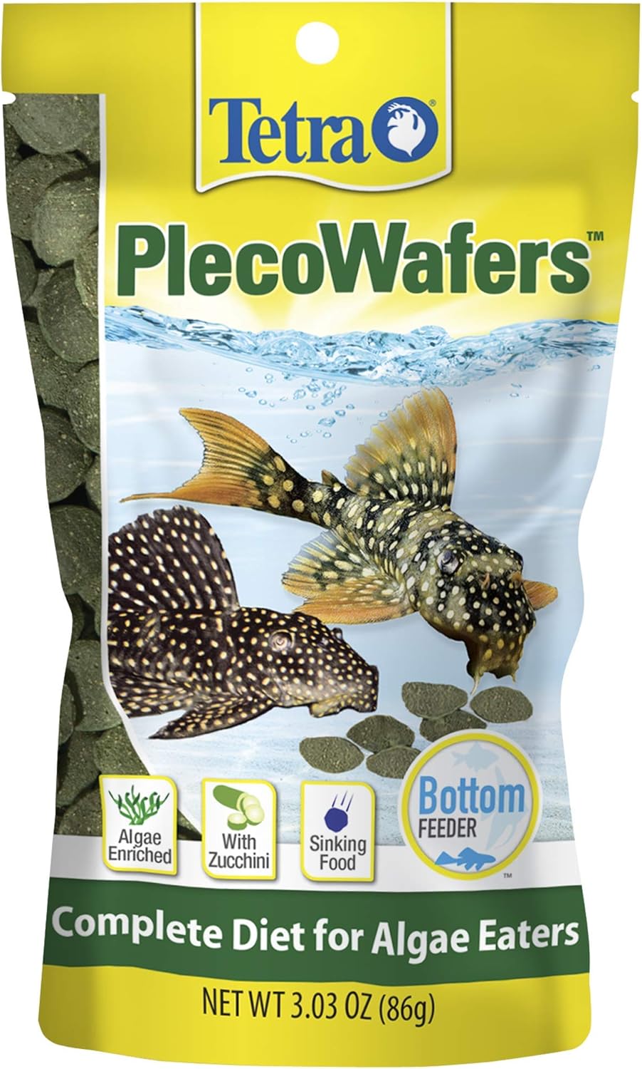 Tetra PlecoWafers 86 Grams, Nutritionally Balanced Fish Food For Algae Eaters , 3.03 Ounce (Pack of 1)