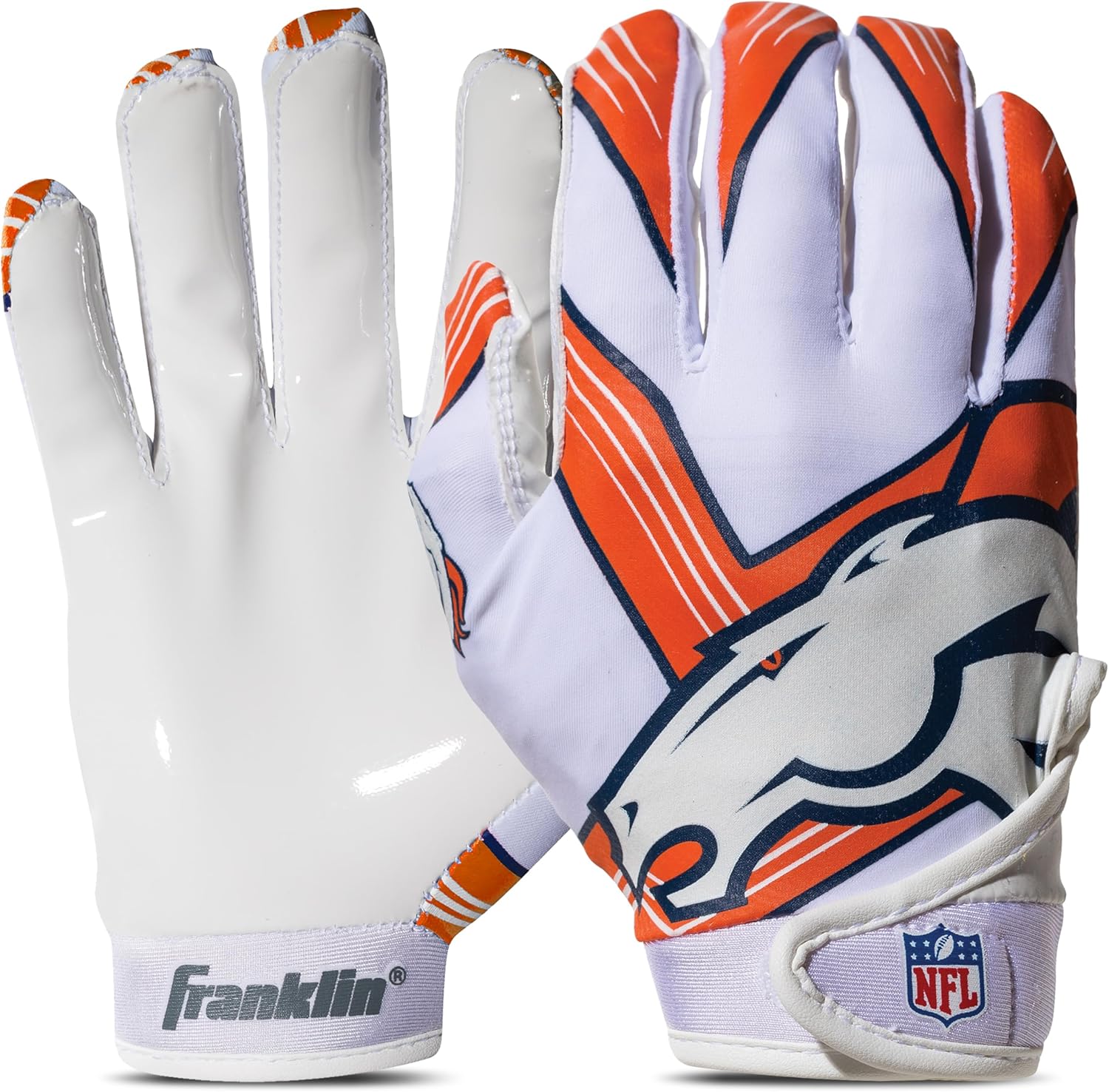 Franklin Sports Youth NFL Football Receiver Gloves - Kids Football Gloves Pair - NFL Team Logos and Silicone Palm