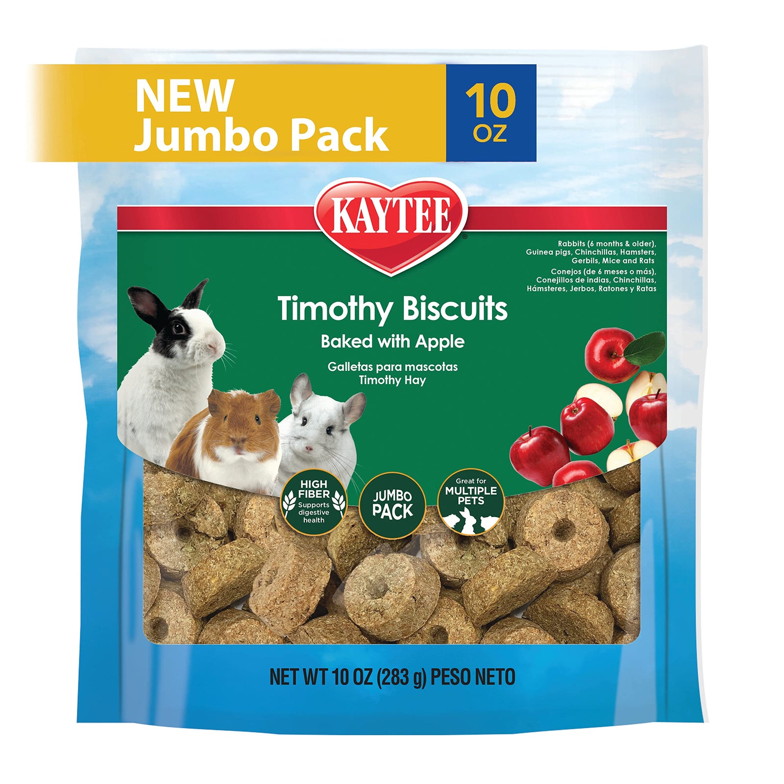 Kaytee Timothy Biscuits, Apple, for Guinea Pigs & Rabbits | Baked Treat | 4 oz | Pack of 2 | Small Animals