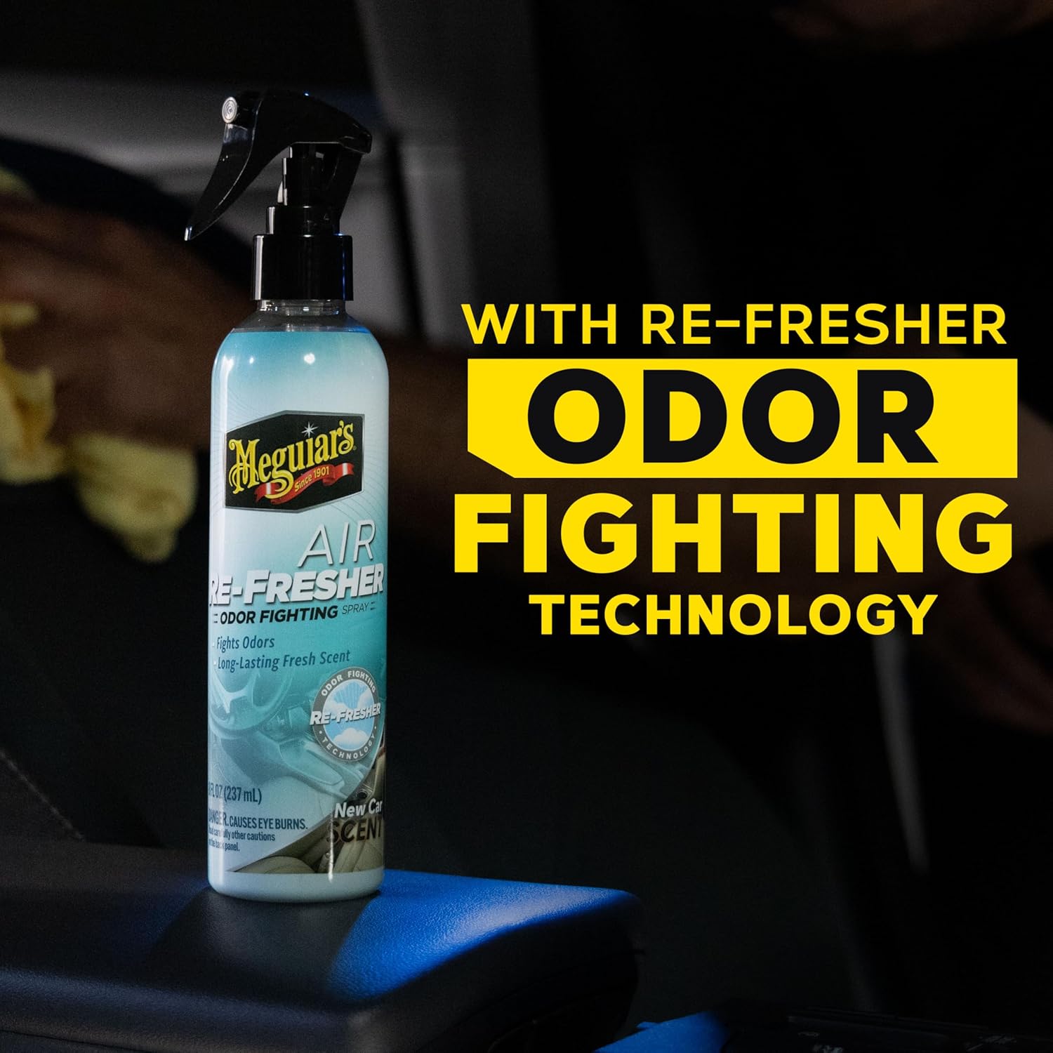 Meguiar's Air Re-Fresher Odor Fighting Spray, New Car Scent,Convenient Air Freshener that Instantly Fights Odors and Leaves Behind a Long-Lasting New Car Scent, 8 Oz Trigger Spray
