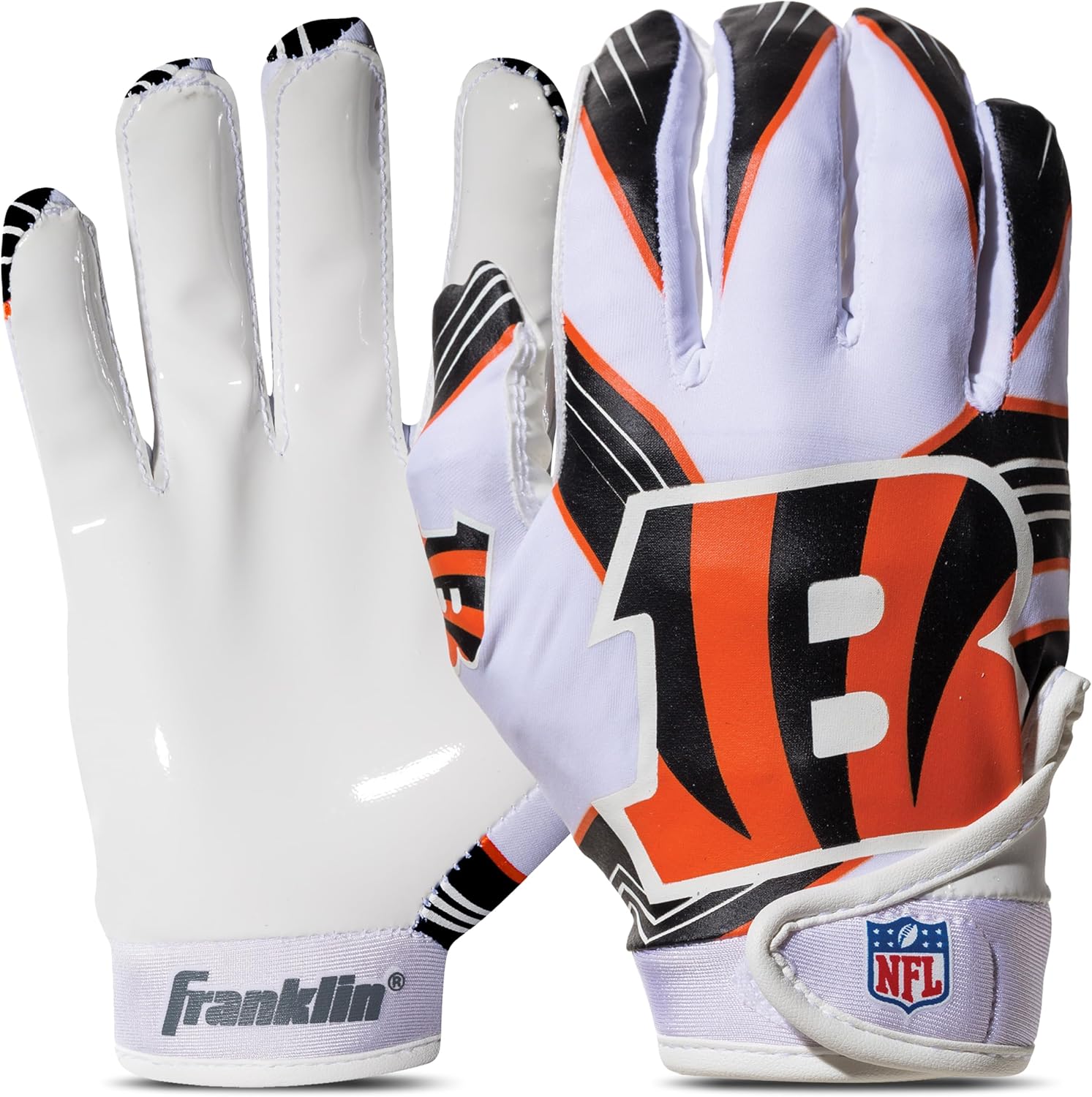 Franklin Sports Youth NFL Football Receiver Gloves - Kids Football Gloves Pair - NFL Team Logos and Silicone Palm