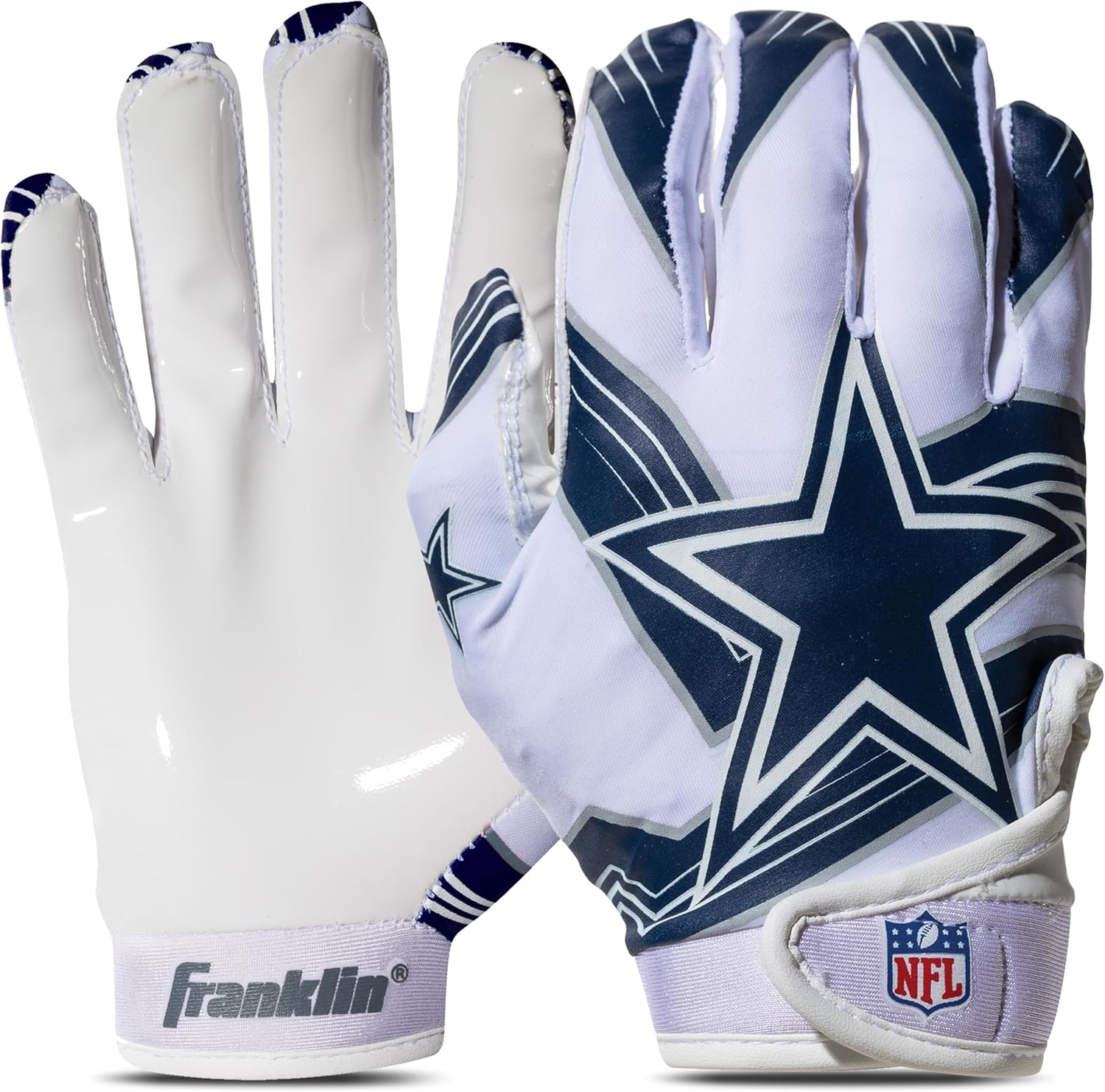 Franklin Sports Youth NFL Football Receiver Gloves - Kids Football Gloves Pair - NFL Team Logos and Silicone Palm