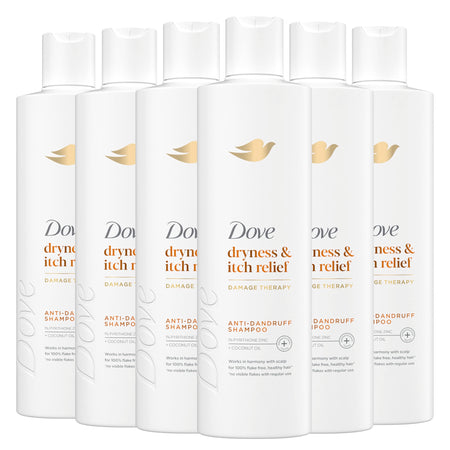 Dove Damage Therapy Derma Shampoo Dryness + Itch for Flaky Scalp with Pyrithione Zinc and Coconut Oil 12 Fl Oz