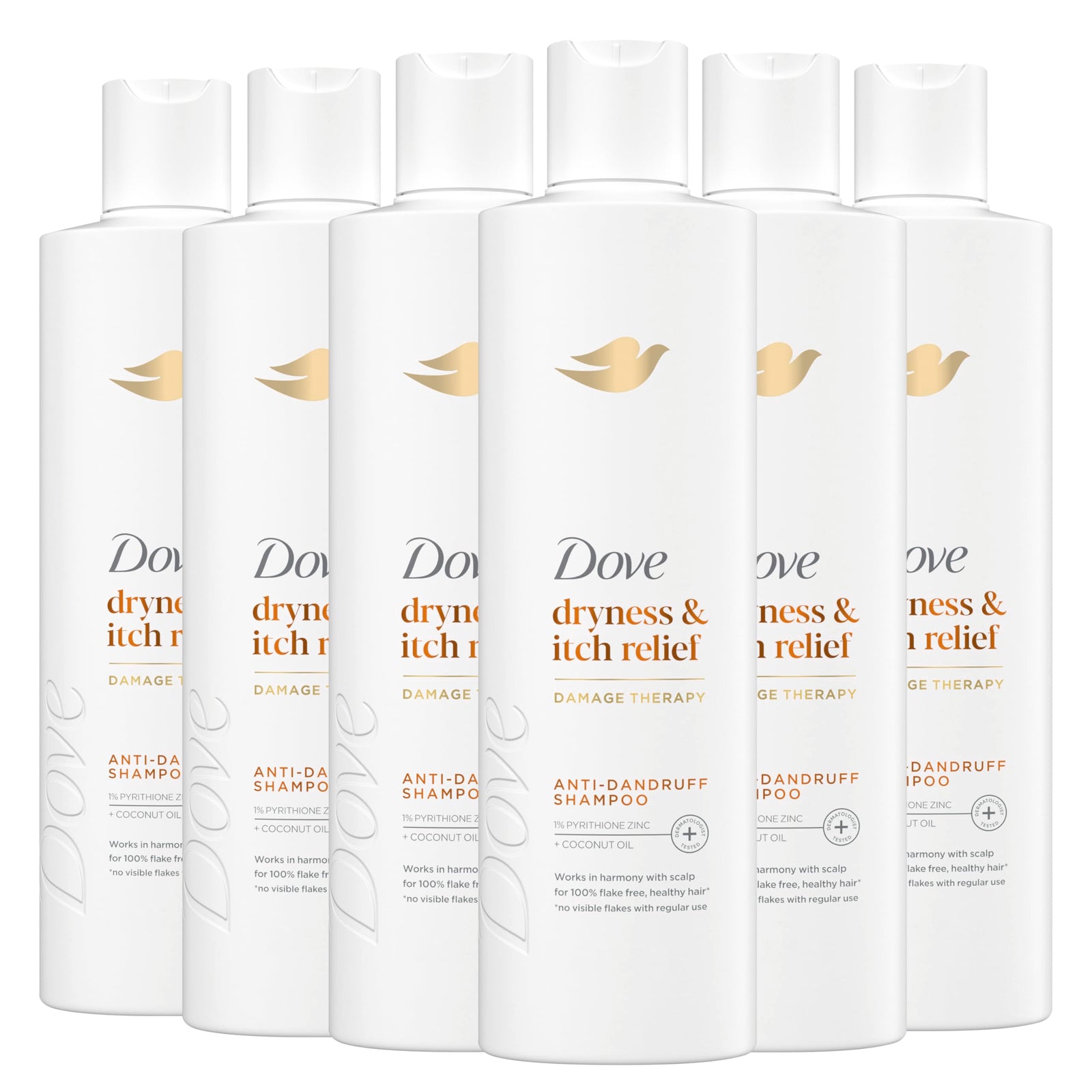 Dove Damage Therapy Derma Shampoo Dryness + Itch for Flaky Scalp with Pyrithione Zinc and Coconut Oil 12 Fl Oz