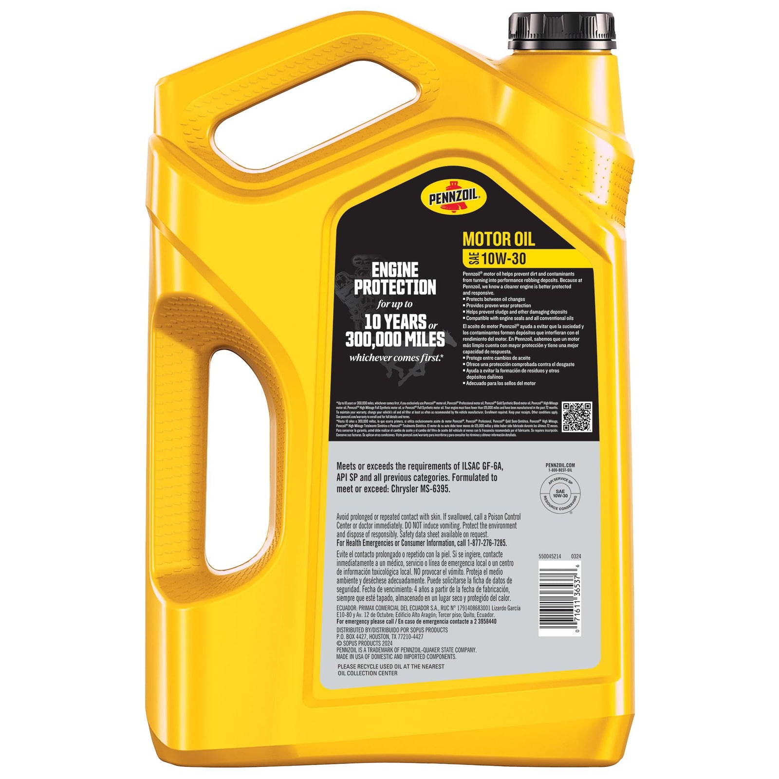 Pennzoil Motor Oil 10W-40 Motor Oil, 5 Quart (3 Pack)