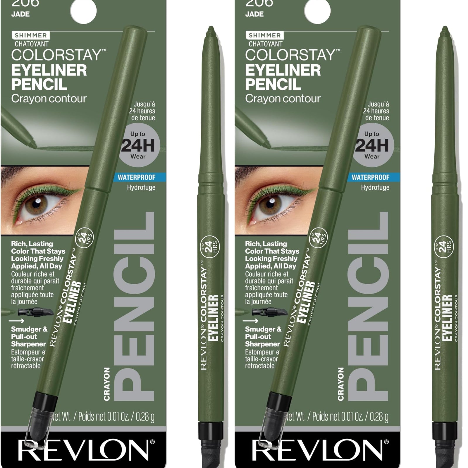 Revlon ColorStay Pencil Waterproof Eyeliner, Smudge-Proof, Eye Makeup with Built-In Sharpener, Stocking Stuffer for Women, 201 Black, 0.01 oz