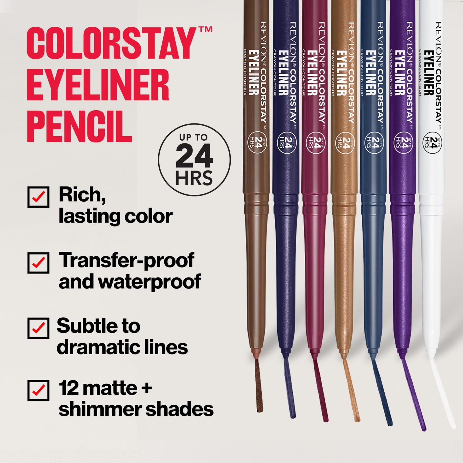 Revlon ColorStay Pencil Waterproof Eyeliner, Smudge-Proof, Eye Makeup with Built-In Sharpener, Stocking Stuffer for Women, 201 Black, 0.01 oz