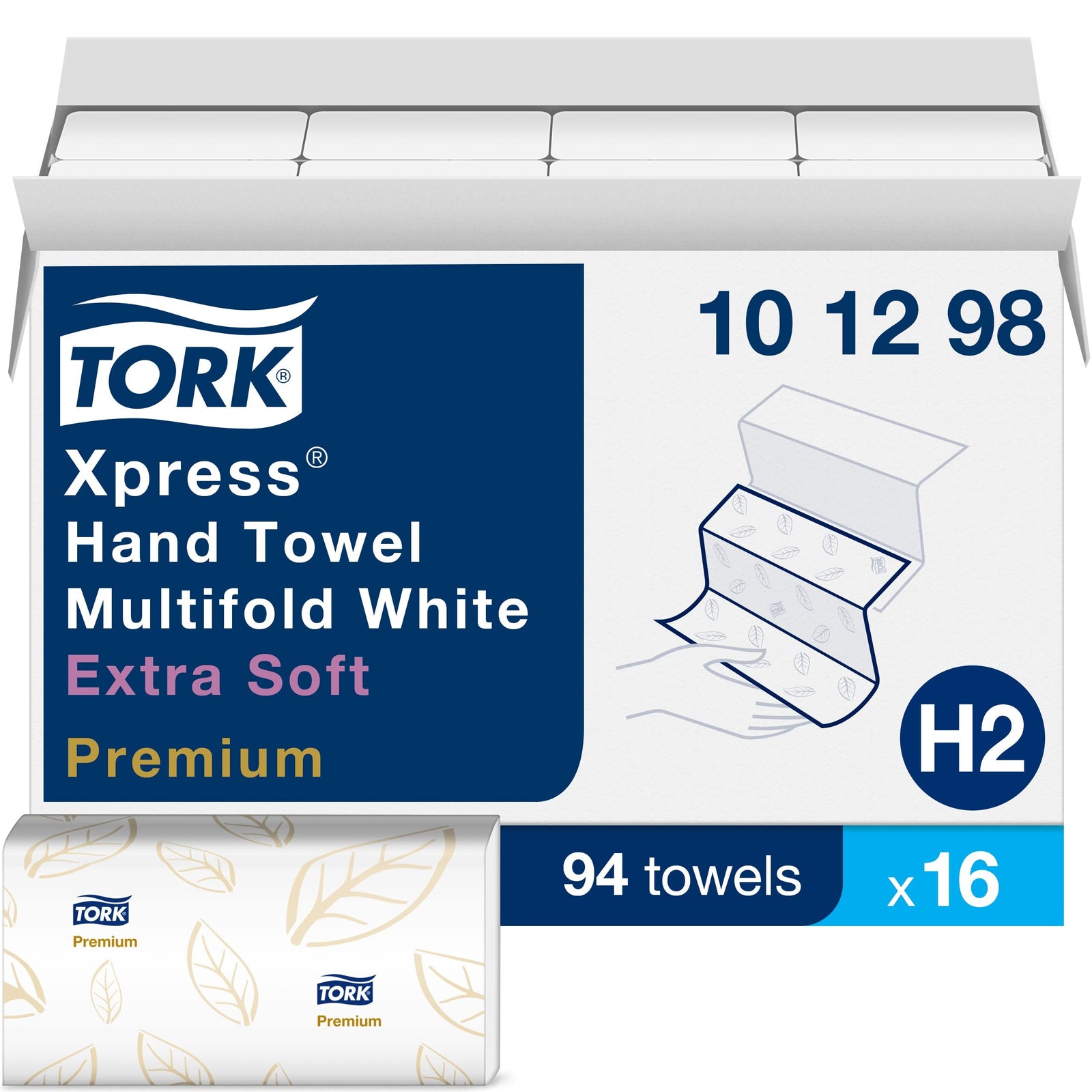 Tork Xpress Paper Towel Dispenser and Tork Multifold Hand Towel Natural H2