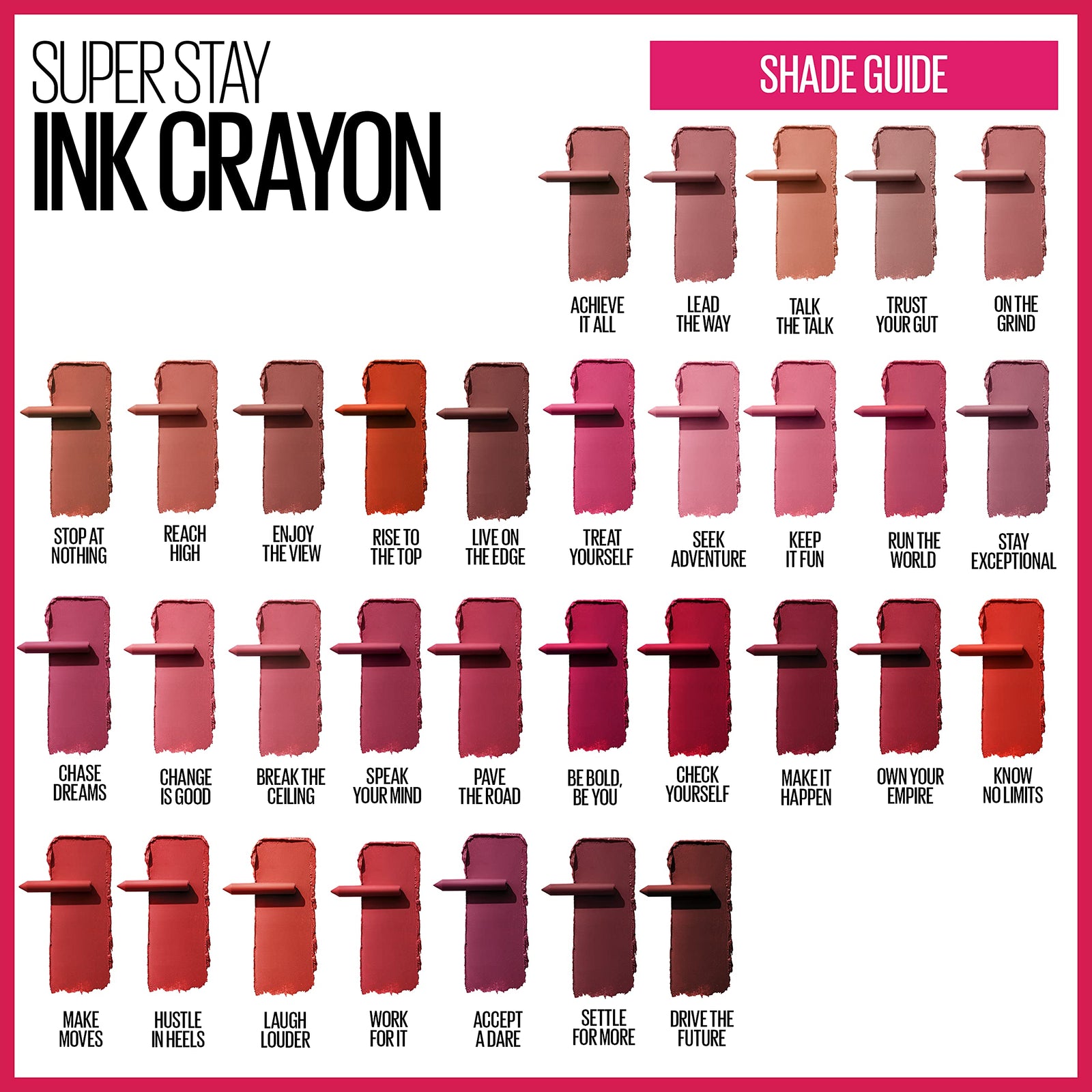 Maybelline Super Stay Ink Crayon Lipstick Makeup, Precision Tip Matte Lip Crayon with Built-in Sharpener, Longwear Up To 8Hrs, Rise To The Top, Burnt Sienna, 1 Count