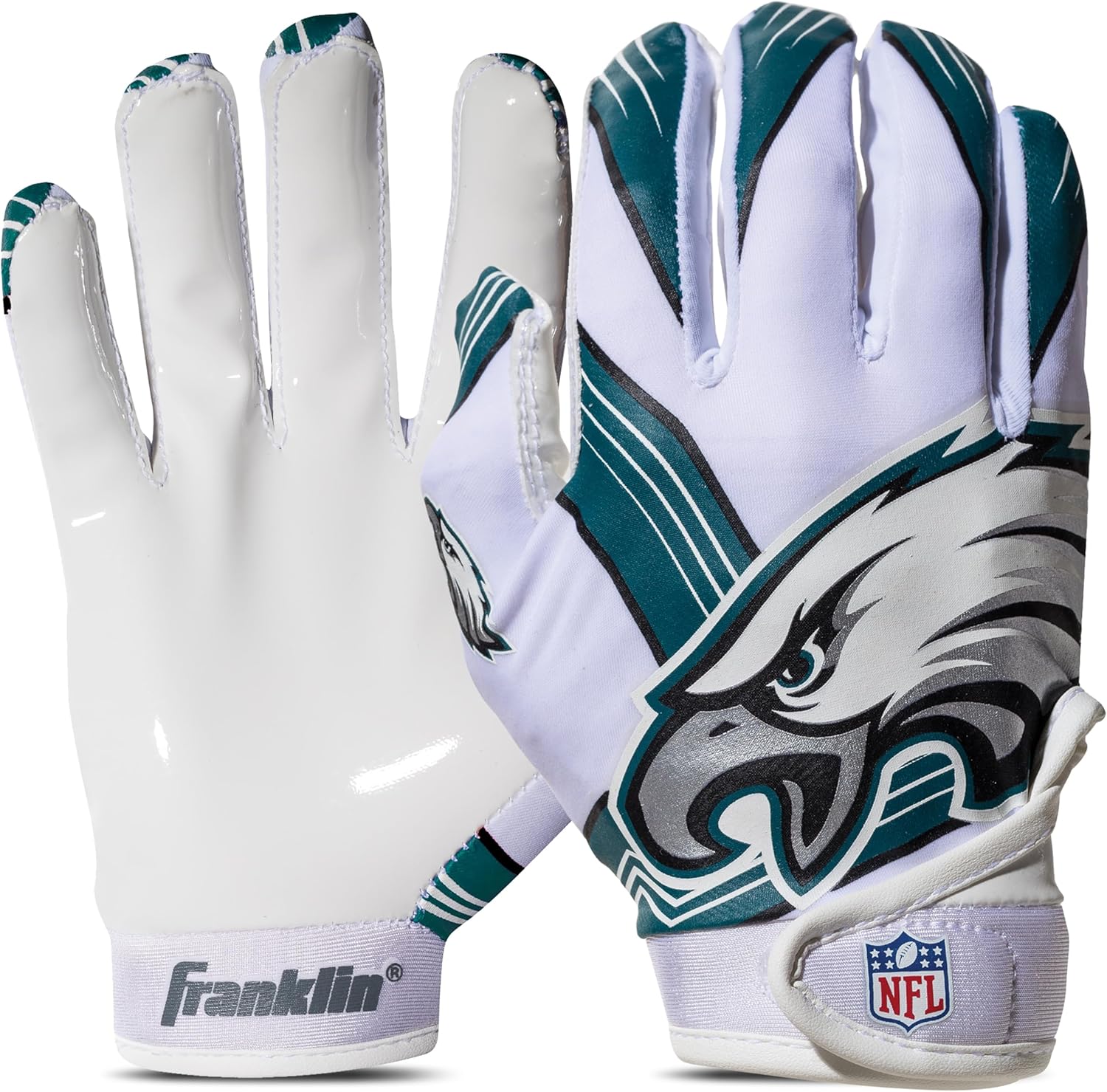 Franklin Sports Youth NFL Football Receiver Gloves - Kids Football Gloves Pair - NFL Team Logos and Silicone Palm