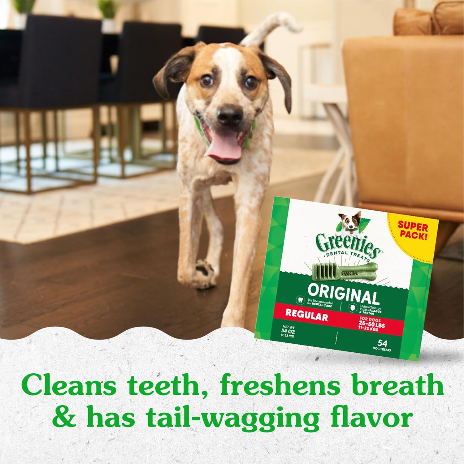 Greenies Veterinarian-Recommended Adult Natural Dental Dog Treats Regular Size, Original Flavor, 3 oz. Pack, 3 Count