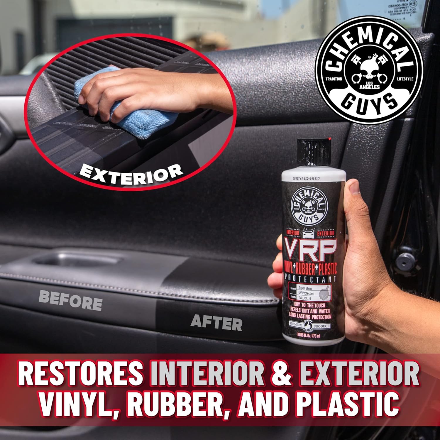 Chemical Guys VRP Vinyl, Rubber, and Plastic Dressing - Tire Dressing, Non-Greasy, Dry-to-the-Touch Shine for Tires, Trim, and More, Safe for Cars, Trucks, SUVs, RVs & More - 16 oz