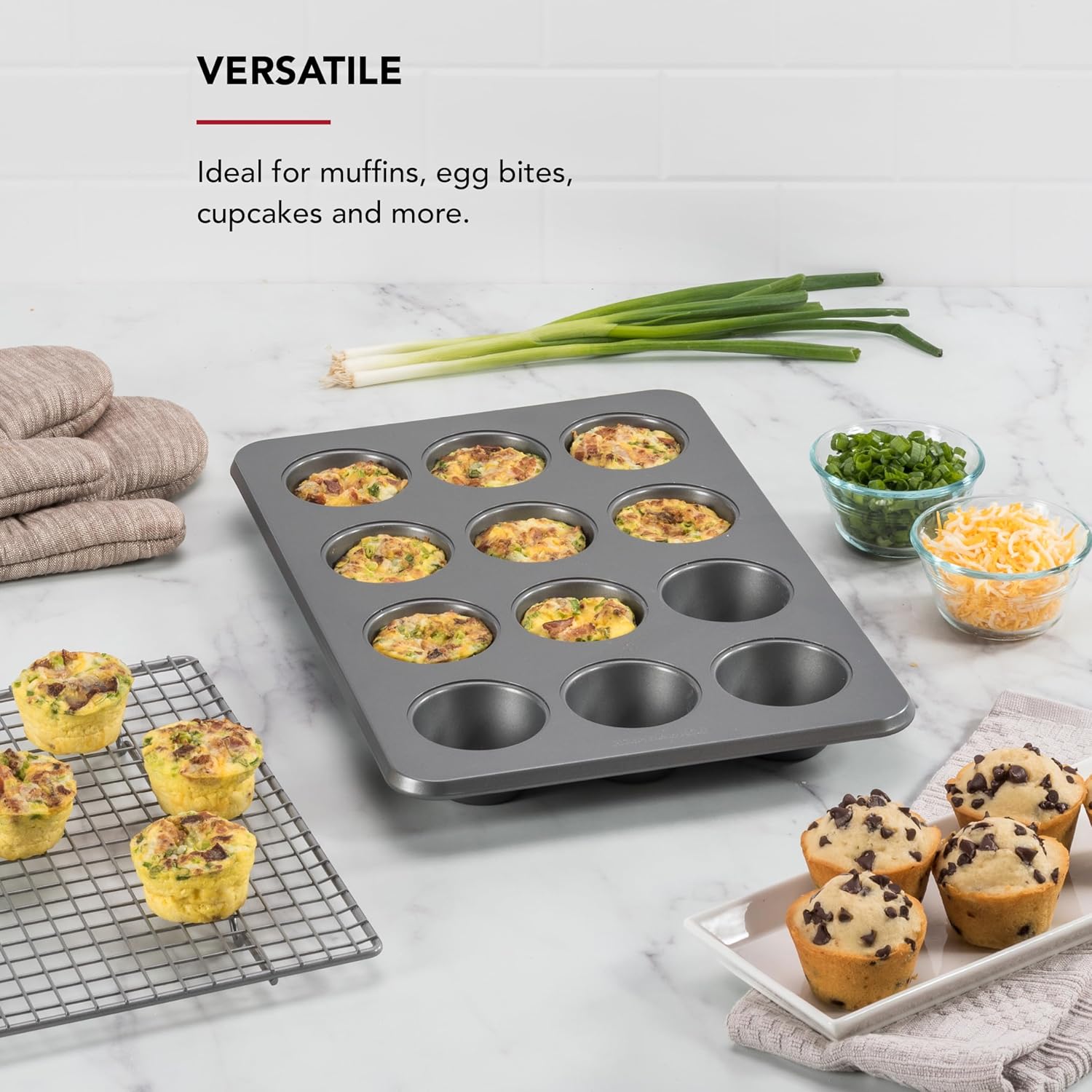 KitchenAid Non-stick Muffin Pan, 12 Cup, Evergreen