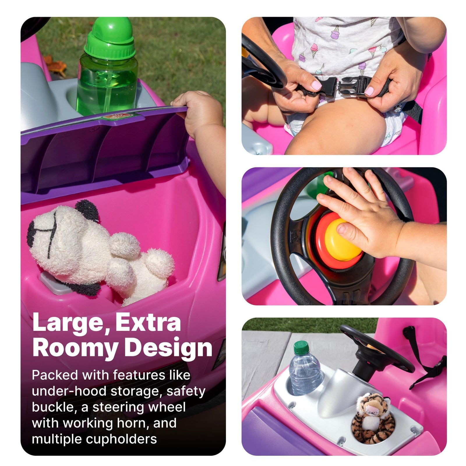 Step2 Whisper Ride II Buggy Kids Push Car, Ride On Toy, Stroller Substitute, Includes Seat Belt & Horn, Made of Durable Plastic, Max Weight 50 lbs., For Toddlers 1.5-4 Years Old, Blue