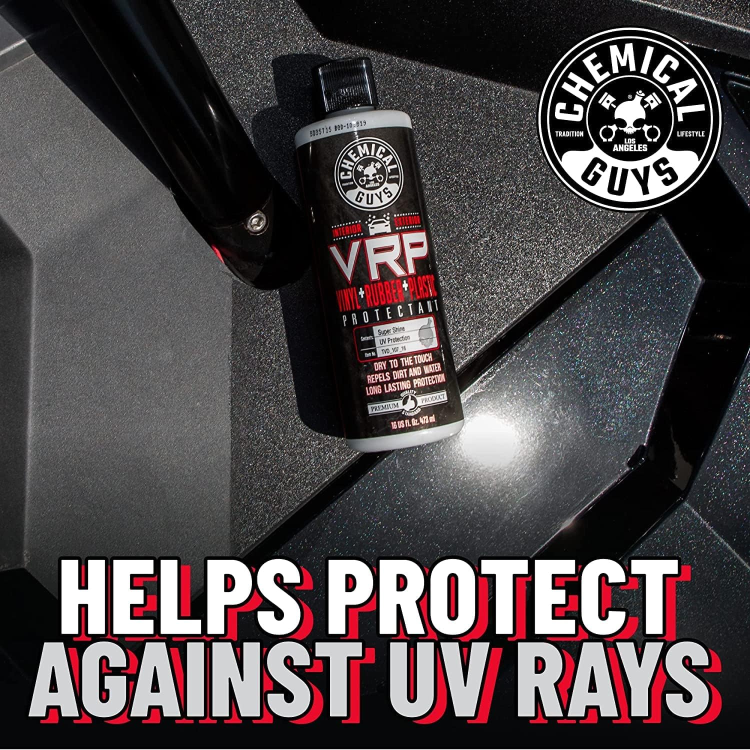 Chemical Guys VRP Vinyl, Rubber, and Plastic Dressing - Tire Dressing, Non-Greasy, Dry-to-the-Touch Shine for Tires, Trim, and More, Safe for Cars, Trucks, SUVs, RVs & More - 16 oz