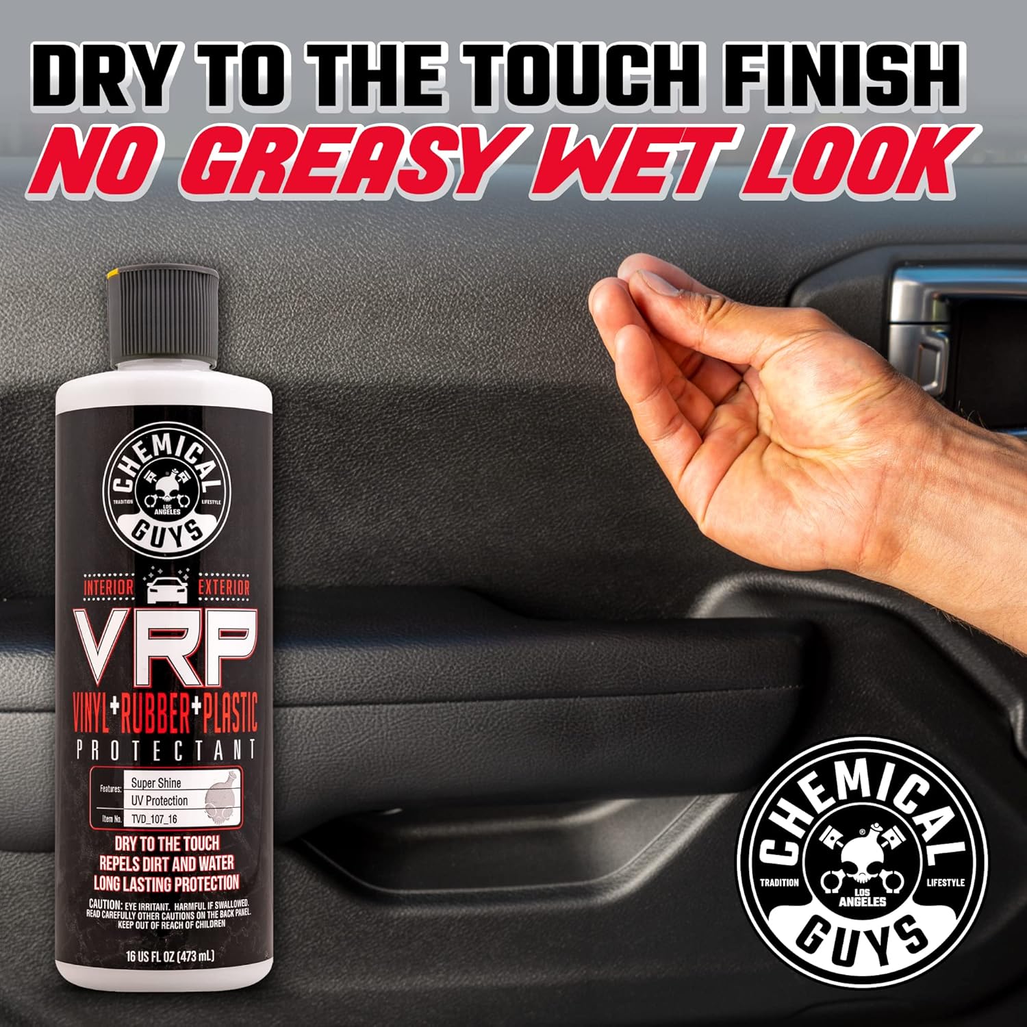Chemical Guys VRP Vinyl, Rubber, and Plastic Dressing - Tire Dressing, Non-Greasy, Dry-to-the-Touch Shine for Tires, Trim, and More, Safe for Cars, Trucks, SUVs, RVs & More - 16 oz