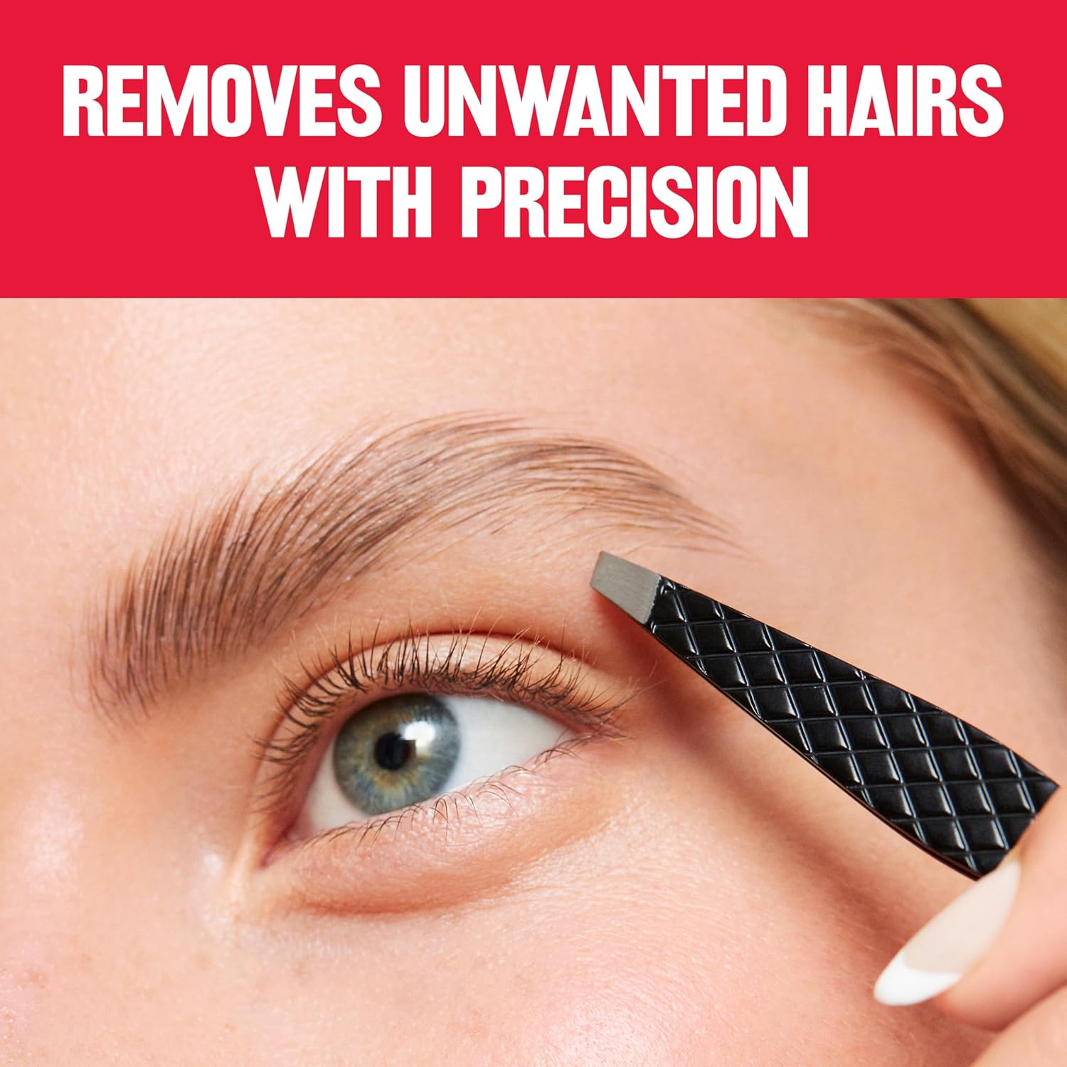 Revlon Ceramic Slanted Tip Tweezers, Precision For Eyebrow Shaping and Fine Hair Removal, Stocking Stuffer for Women & Men, Stainless Steel Body, 1 count