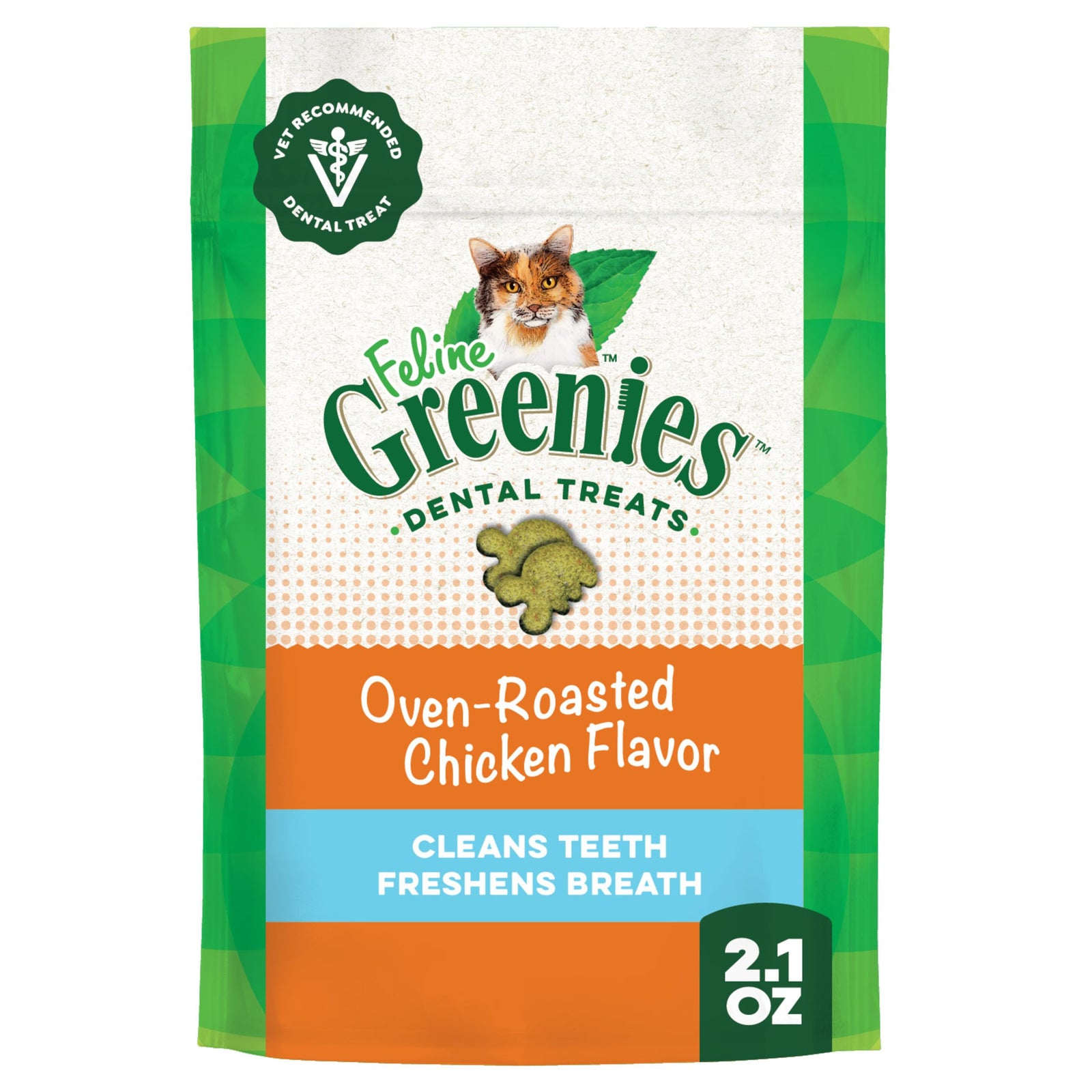Greenies Feline Adult Dental Cat Treats, Oven Roasted Chicken Flavor, 9.75 oz. Tub
