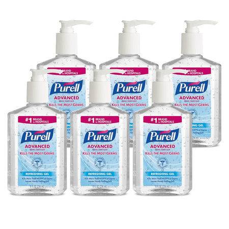 PURELL Advanced Hand Sanitizer Refreshing Gel, 9652-04-EC, 8 Fl Oz Pump Bottles, Pack of 6