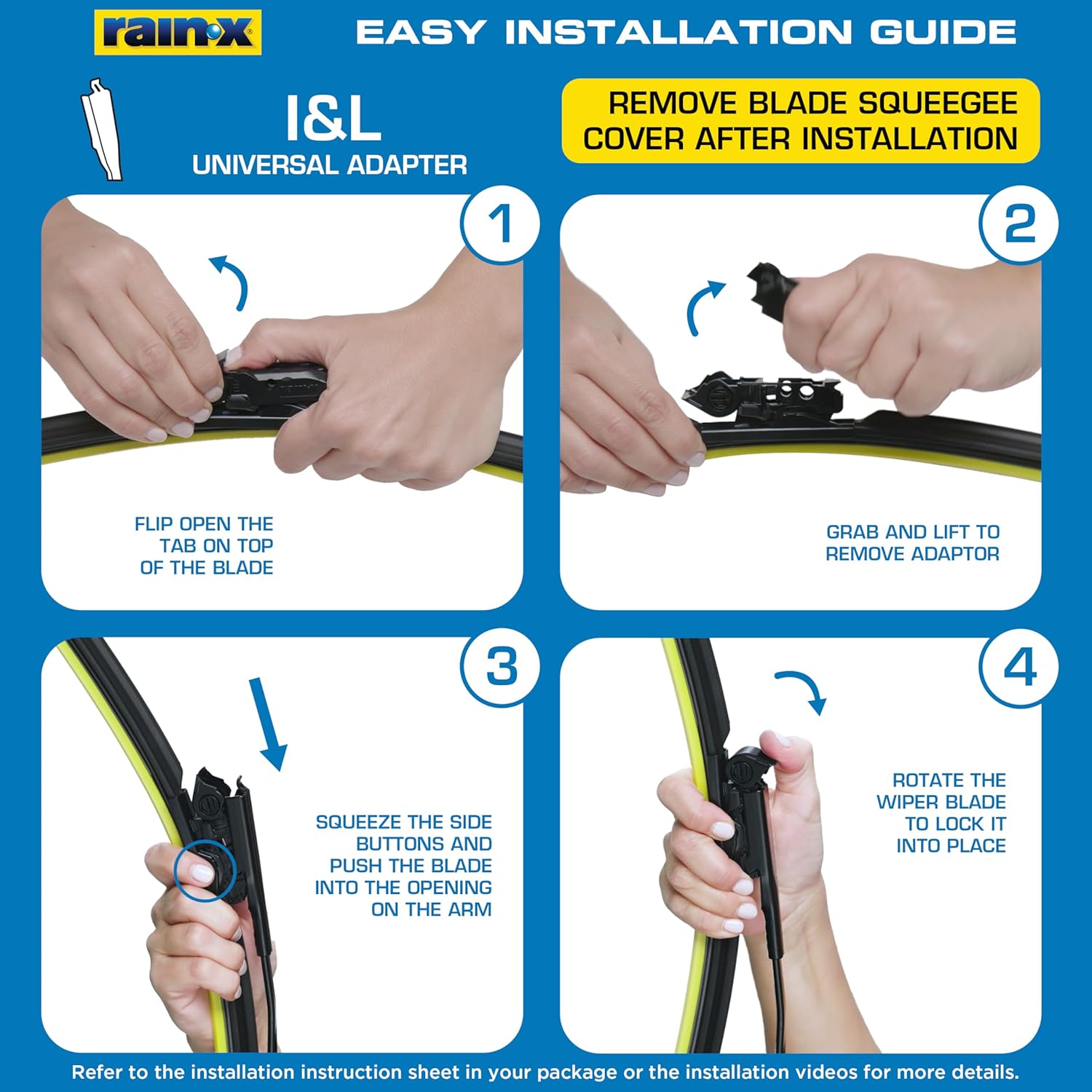 Rain-X Silicone AdvantEdge Wiper Blade 20" Windshield Wiper Blades Replacement, All-Weather Performance Lasts 2X Longer, Premium Beam, Installock Adapter for Easy Fit (Pack of 1)