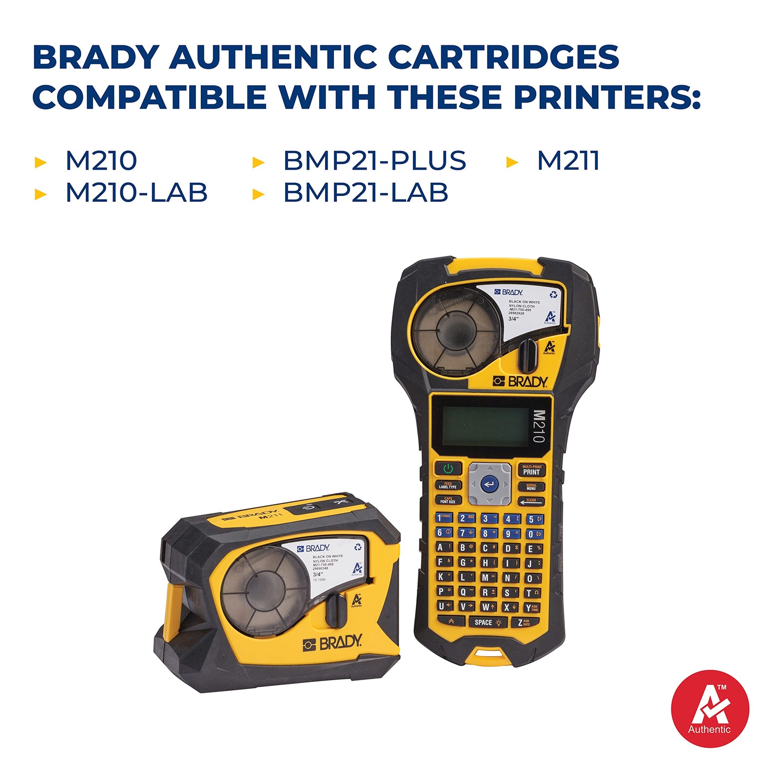 Brady Authentic (M21-375-595-BR) All-Weather Vinyl Label for Indoor/Outdoor ID, Lab and Equipment Labeling, White on Brown- ForM210, M210-LAB, M211, BMP21-PLUS and BMP21-LAB Printers, .375" W, 21' L