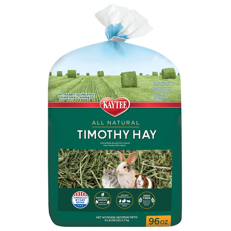 Kaytee Timothy Hay, High Fiber, Grown Specifically for Small Animals, Rabbits, Guinea Pigs, Chinchillas, Ideal Bulk Order for Small Pets, 12 pounds
