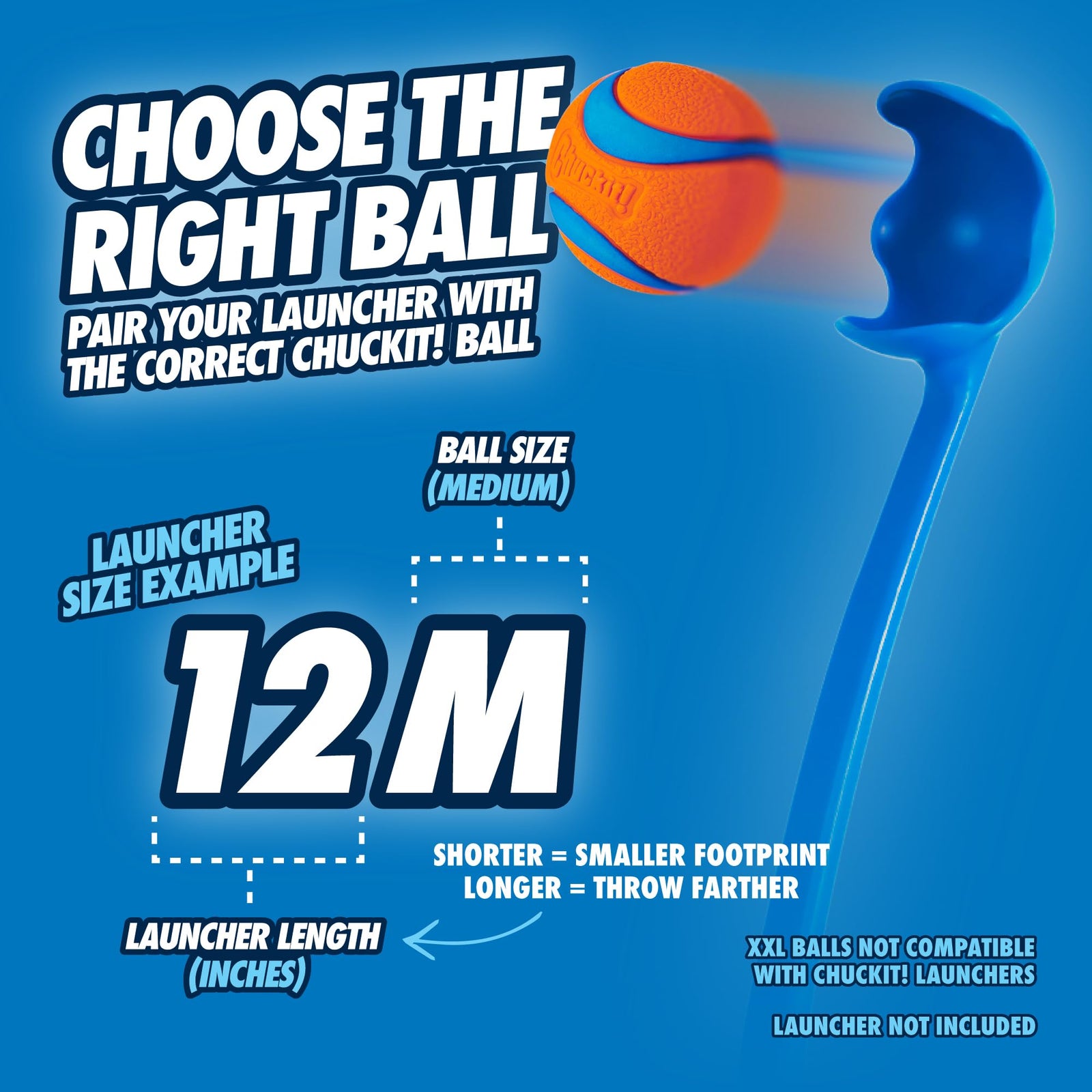 Chuckit! Ultra Ball & Launcher Bundle - Classic 26" with 2 Pack Medium (2.5") Bouncy Fetch Balls for Dogs 20-60 lbs, Dog Fetch Ball Thrower