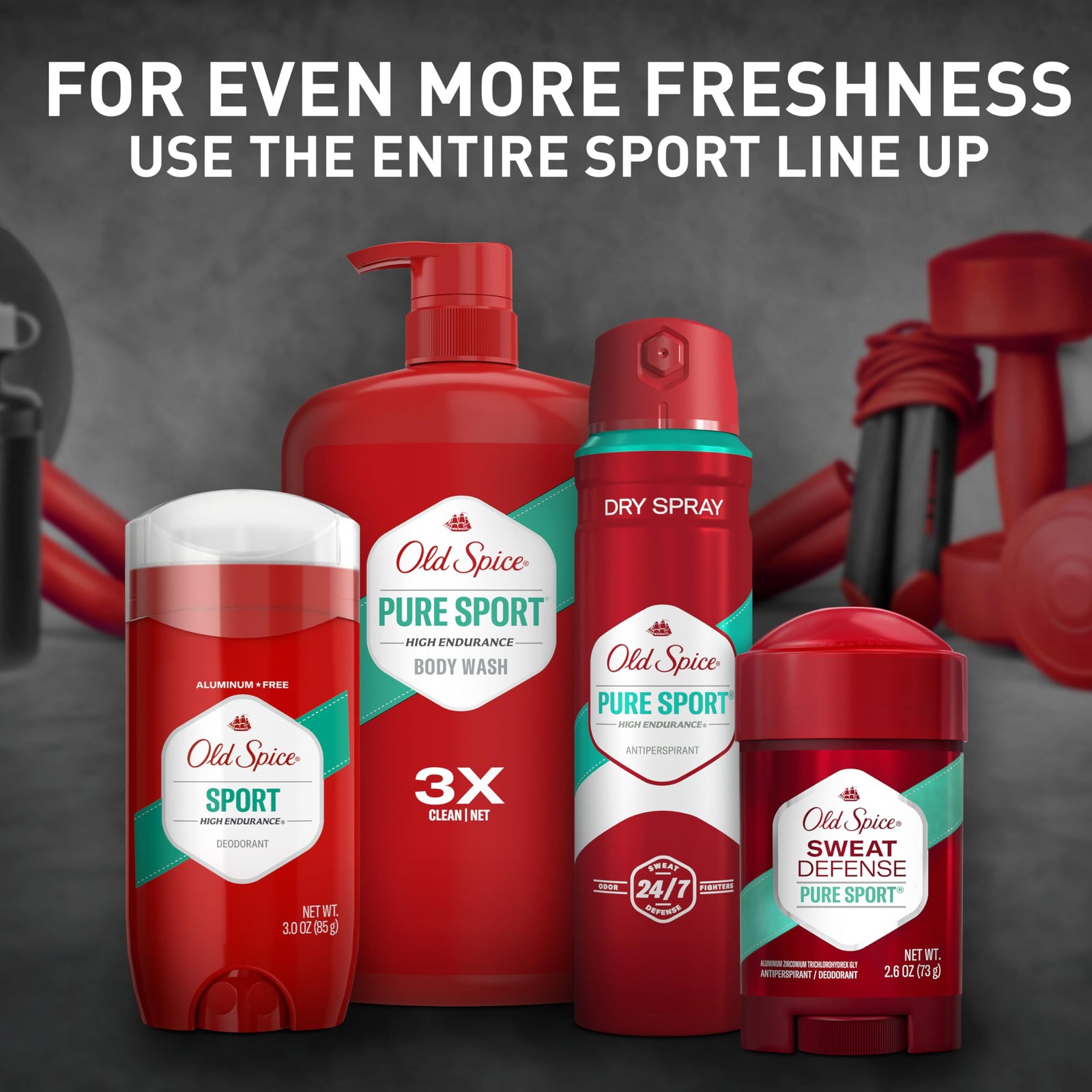 Old Spice Aluminum Free Deodorant For Men, High Endurance, 24/7 Sweat Defense & Odor Protection, 24/7 Freshness & Lasting Scent, Pure Sport Scent, 2.25 oz
