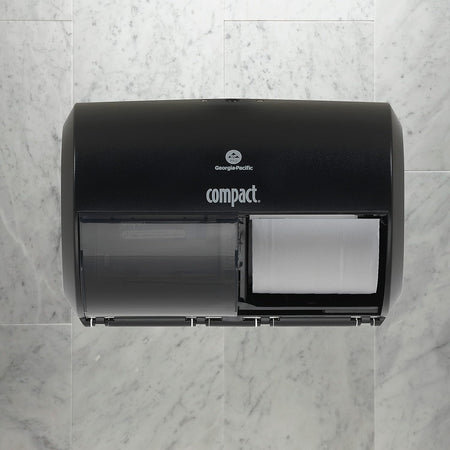 Georgia-Pacific Compact 2-Roll Side-by-Side Coreless High-Capacity Toilet Paper Dispenser by GP PRO (Georgia-Pacific); Black; 56784A; 1 Dispenser