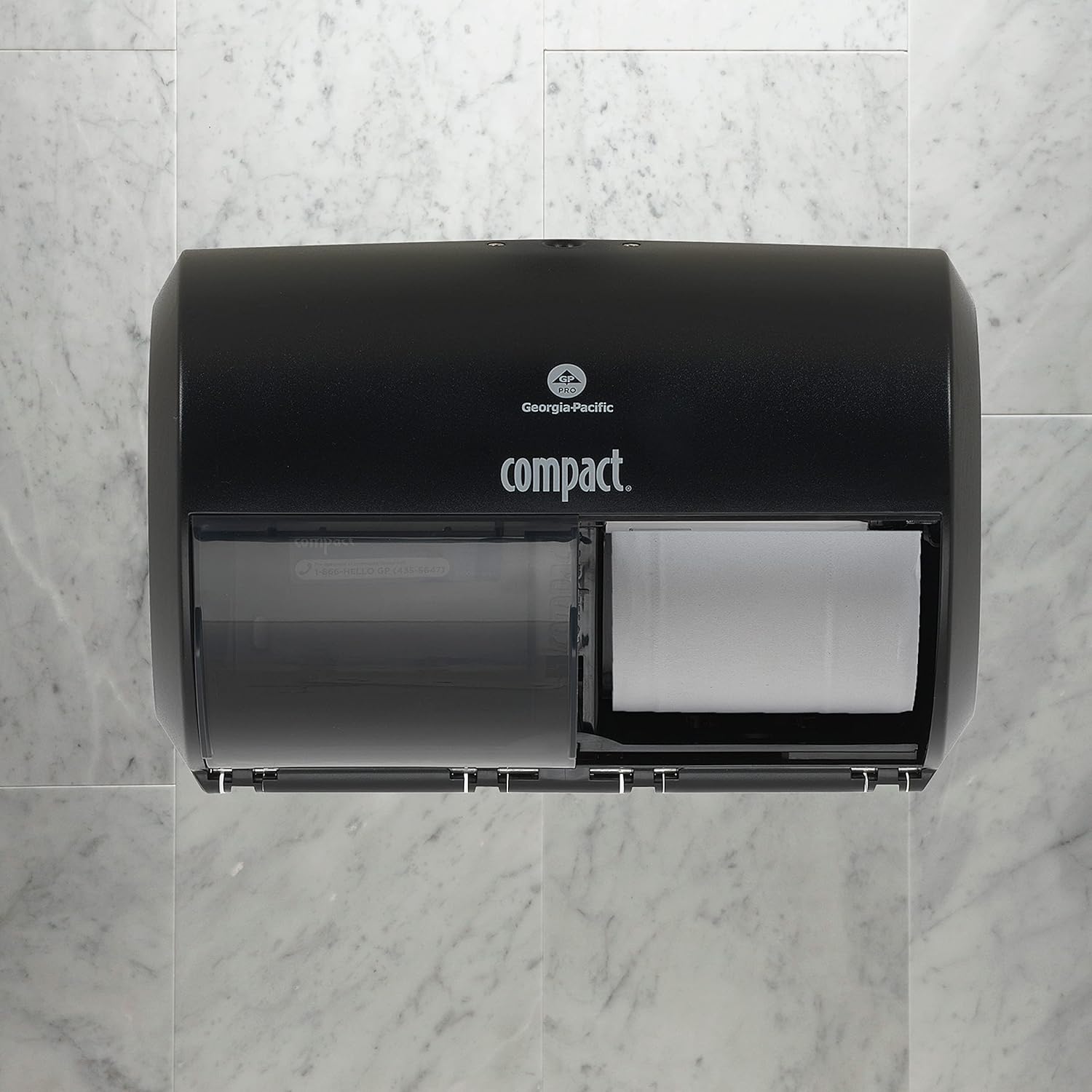 Georgia-Pacific Compact 2-Roll Side-by-Side Coreless High-Capacity Toilet Paper Dispenser by GP PRO (Georgia-Pacific); Black; 56784A; 1 Dispenser