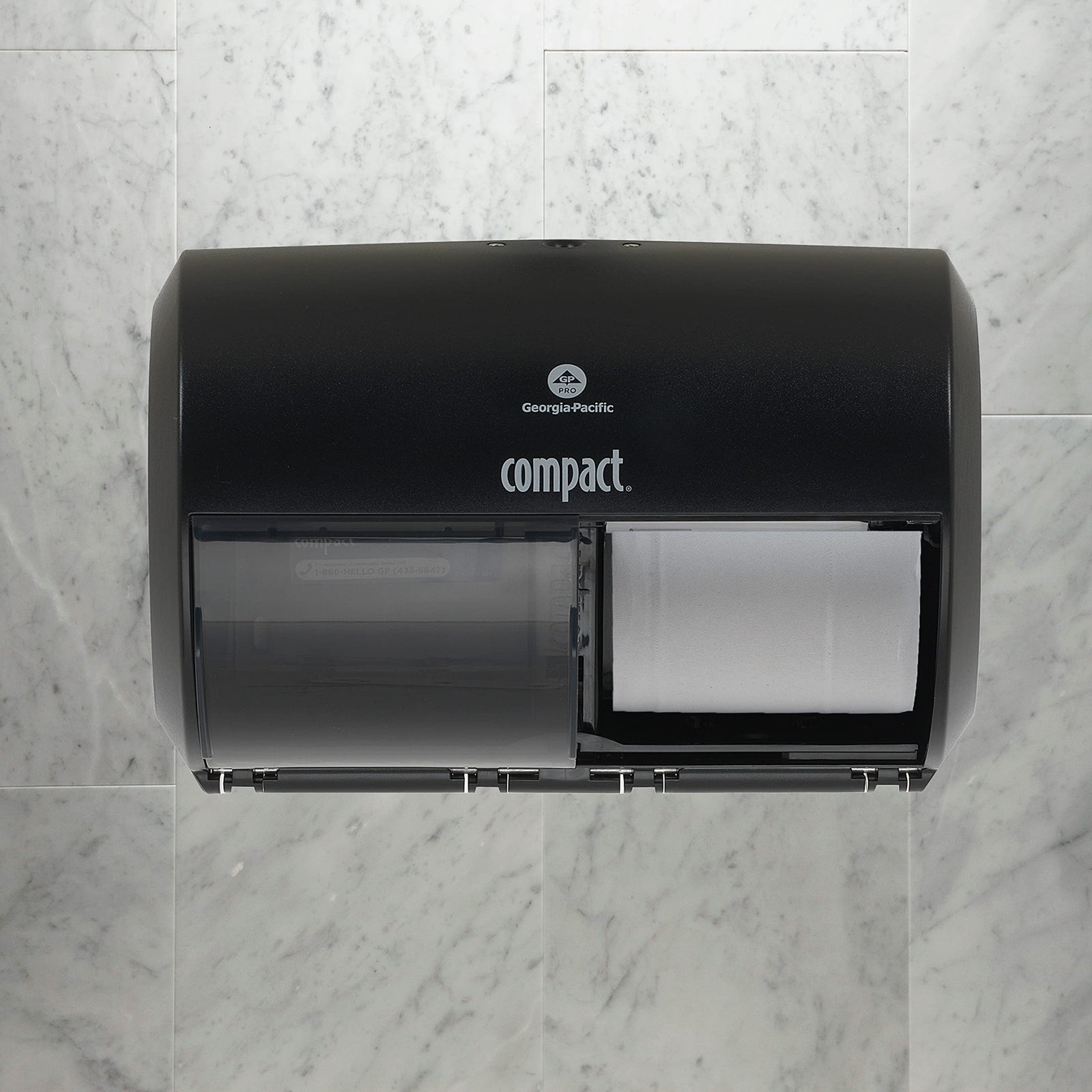 Georgia-Pacific Compact 2-Roll Side-by-Side Coreless High-Capacity Toilet Paper Dispenser by GP PRO (Georgia-Pacific), Stainless, 56798, 10.120" W x 6.750" D x 7.120" H, Stainless Steel