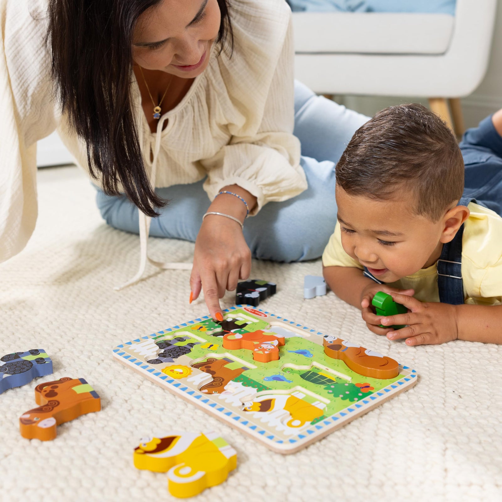 Melissa & Doug Safari Wooden Chunky Puzzle (8 pcs), Educational Screen Free Activity for Toddler, Preschoolers and Kids Ages 2+ - FSC Certified