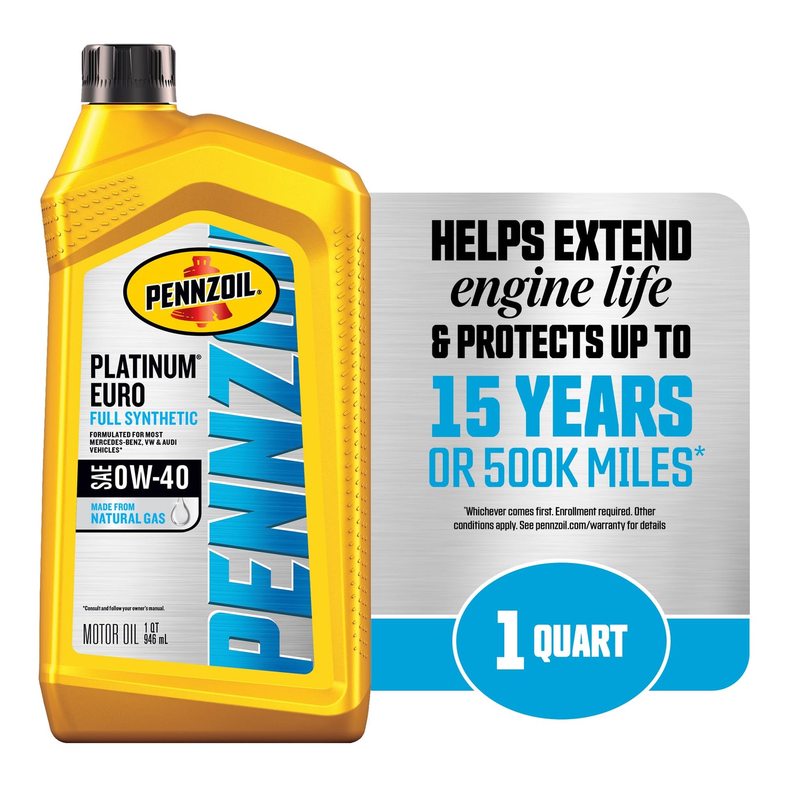Pennzoil Platinum Euro L Full Synthetic 5W-30 Motor Oil, 5 Quart (3 Pack)