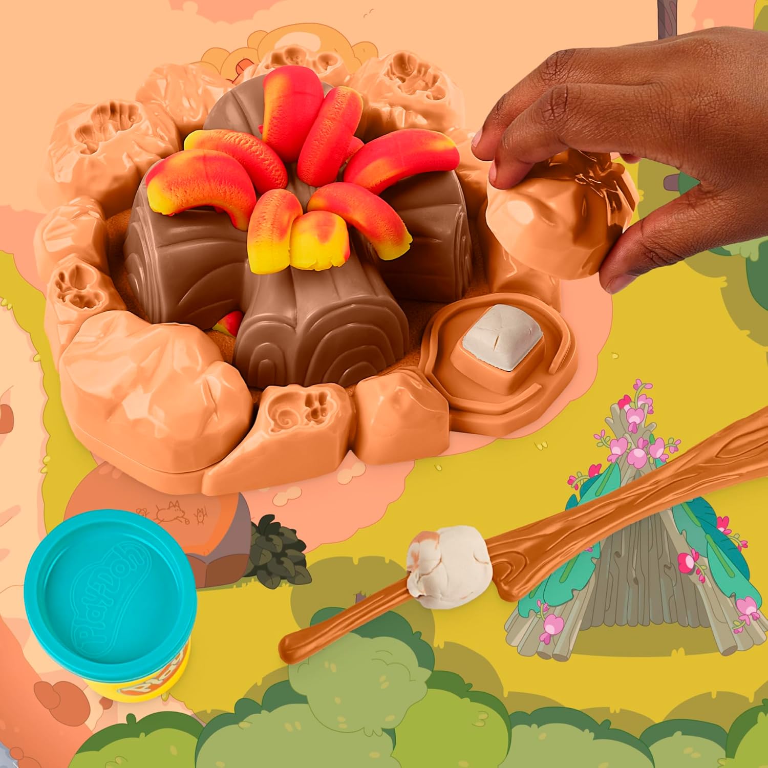 Play-Doh Bluey Goes Camping Playset with Campfire Themed Tools, Kids Arts and Crafts Toys for Girls and Boys 3 Years & Up (Amazon Exclusive)
