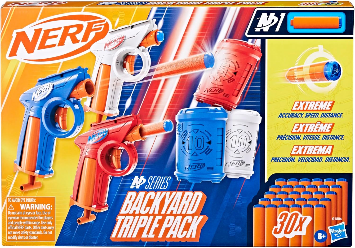 Nerf N Series Backyard Triple Pack, Includes 3 Flex Blasters, 3 Targets, 30 N1 Darts, Christimas Stocking Stuffer Gifts, Ages 8+ (Amazon Exclusive)