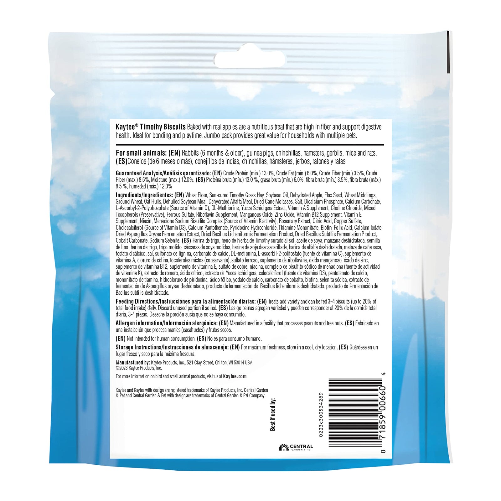 Kaytee Timothy Biscuits, Apple, for Guinea Pigs & Rabbits | Baked Treat | 4 oz | Pack of 2 | Small Animals